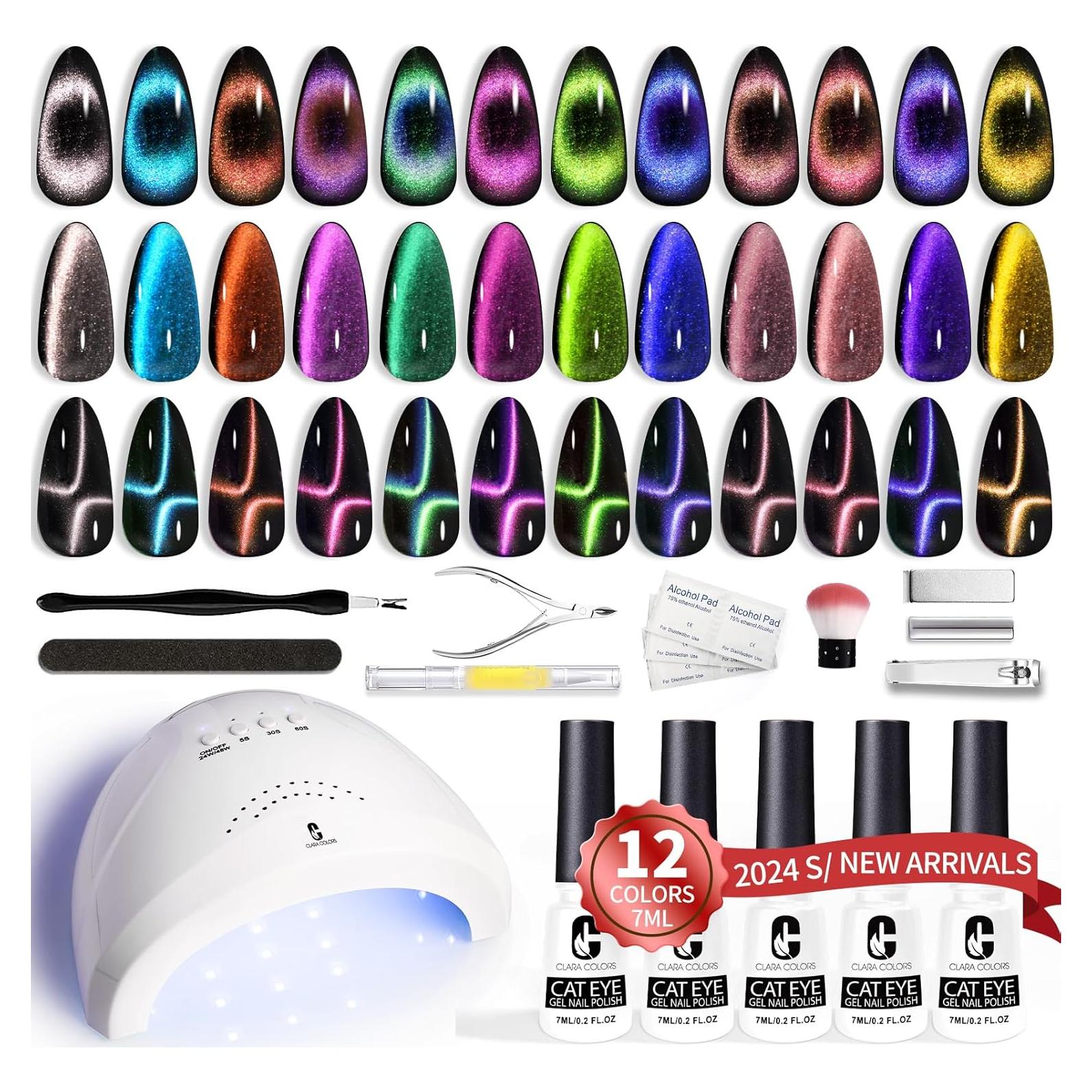 Kit de Esmalte de Uñas en Gel Clara Colors Cat Eye 12 Colores