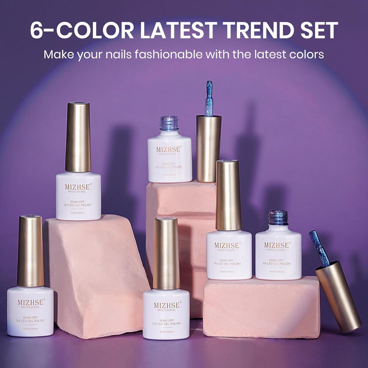 Set de Esmalte de Uñas en Gel Brillante MIZHSE - 6 Colores