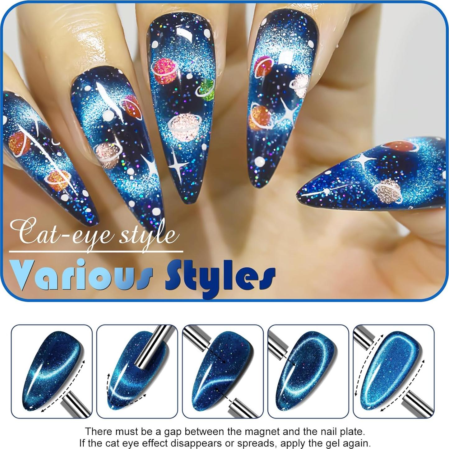 Esmalte de Uñas en Gel Ojo de Gato NXJ INFILILA 15ML Azul