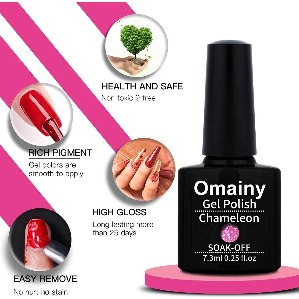 Juego de Esmalte de Uñas en Gel Omainy 8 Colores Térmicos