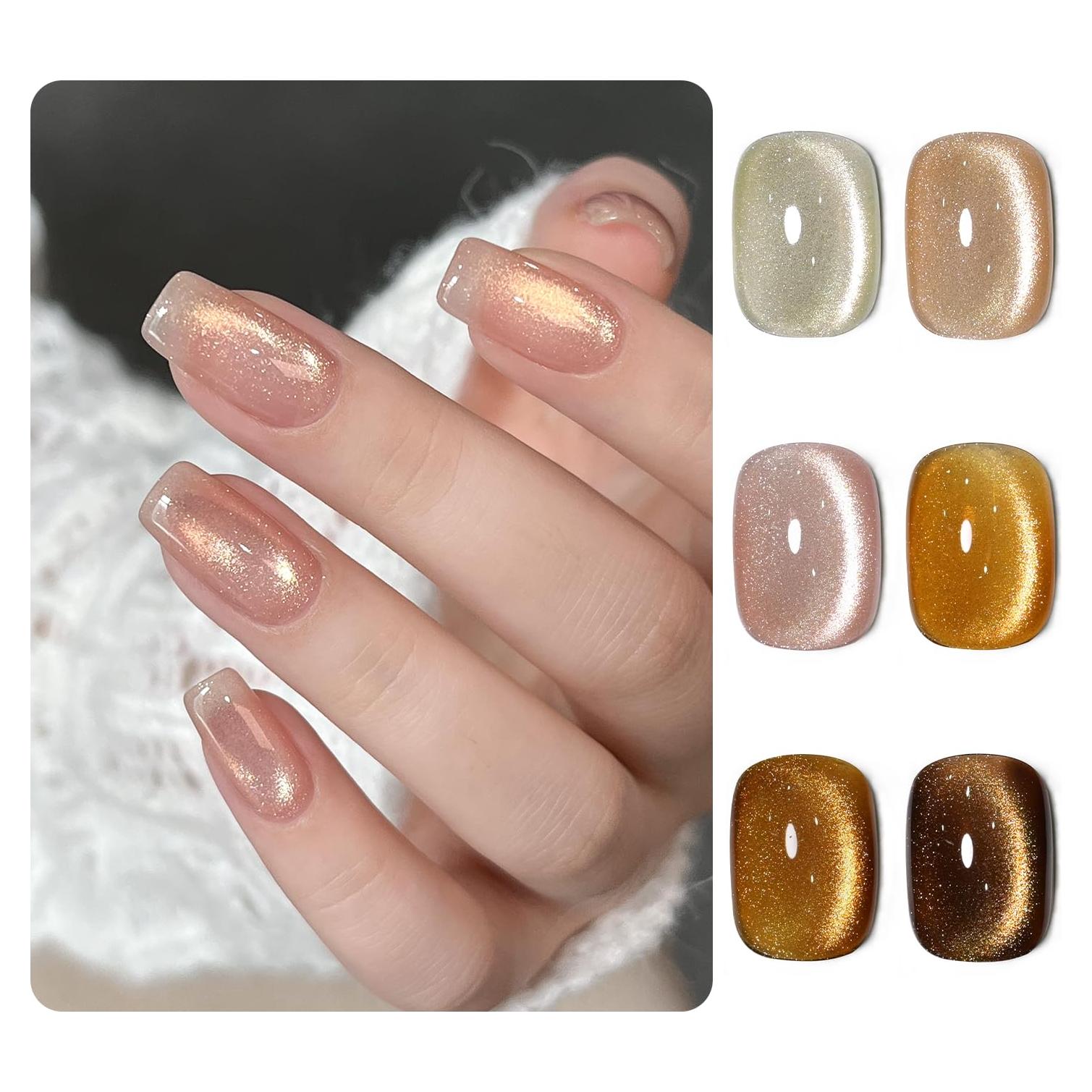 Set de Gel Uña Ojo de Gato GAOY 16ml 6 Colores con Imán