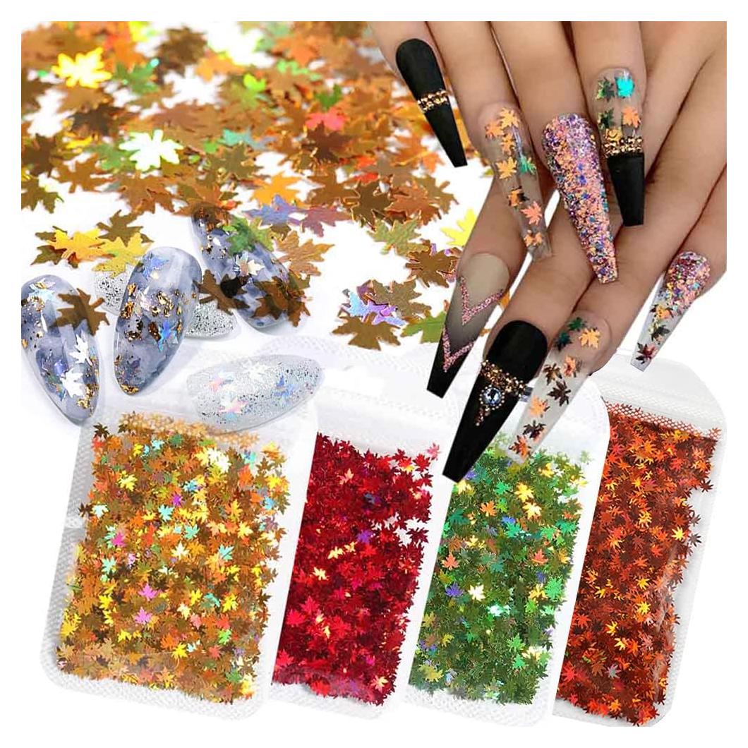 Set 5 Copos de Uñas Hojas de Arce Brillantes ASVNRES