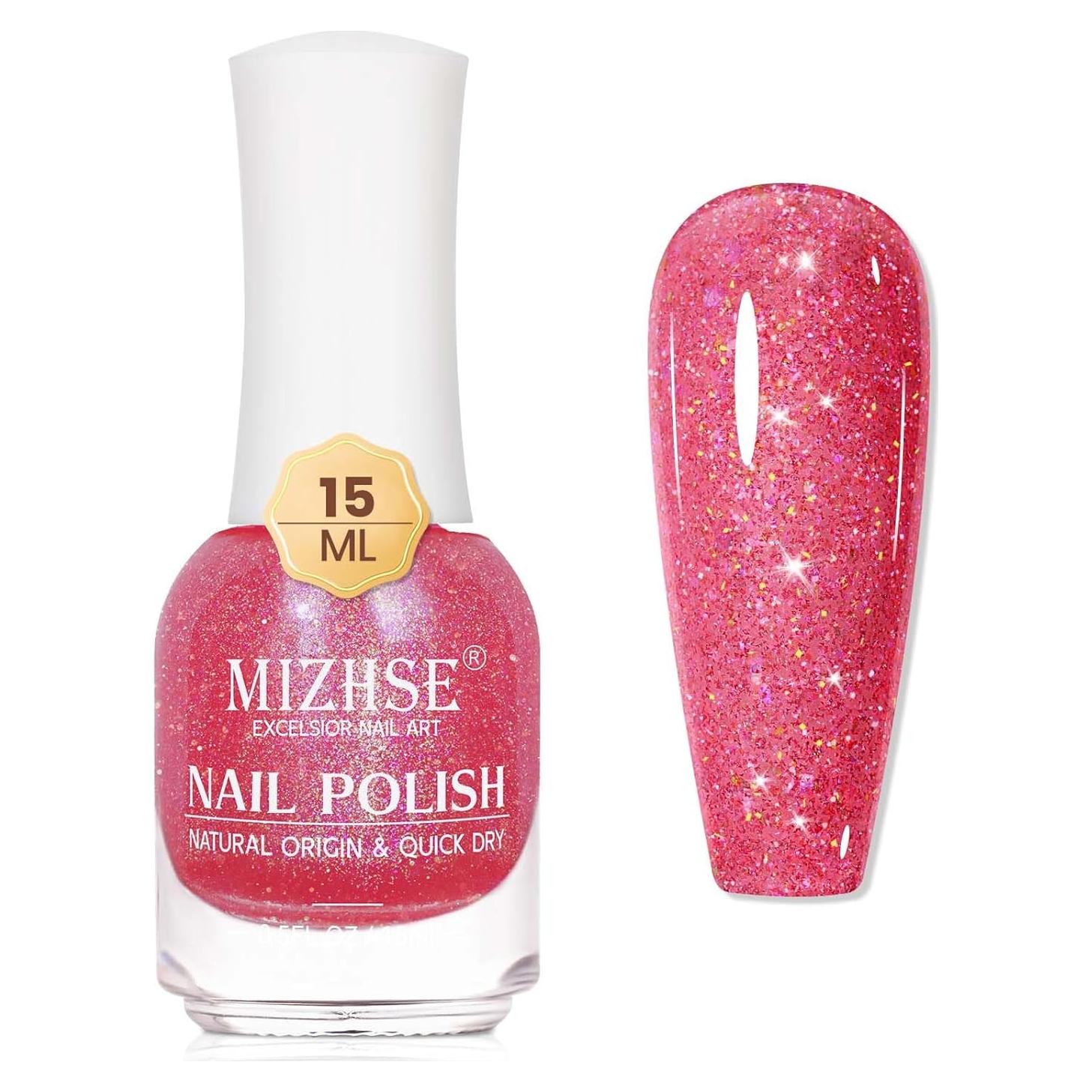 Esmalte de Uñas Rosa Brillante MIZHSE 15ml Secado Rápido