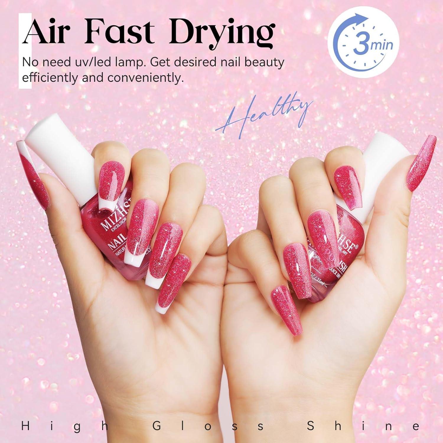 Esmalte de Uñas Rosa Brillante MIZHSE 15ml Secado Rápido