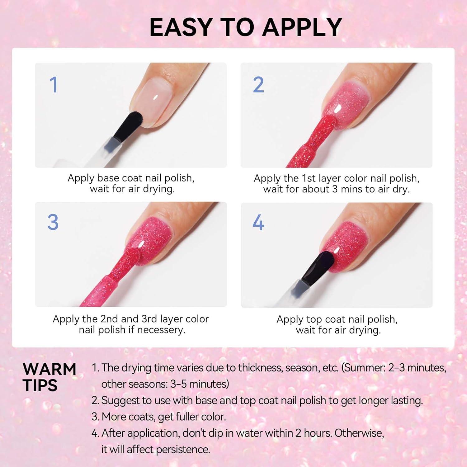 Esmalte de Uñas Rosa Brillante MIZHSE 15ml Secado Rápido