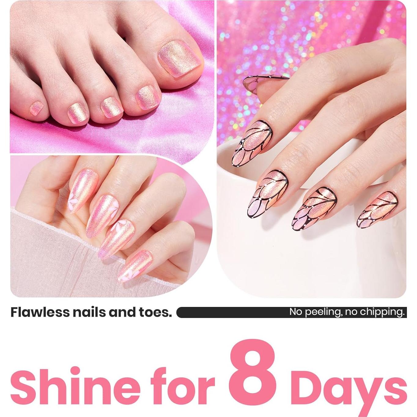 Esmalte de Uñas Rosa Beetles 15ml Secado Rápido Brillo Dorado