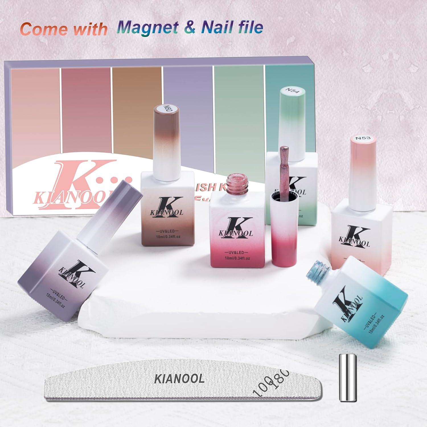 Set de Esmalte de Uñas en Gel KIANOOL Ojo de Gato 6 Piezas 10ML