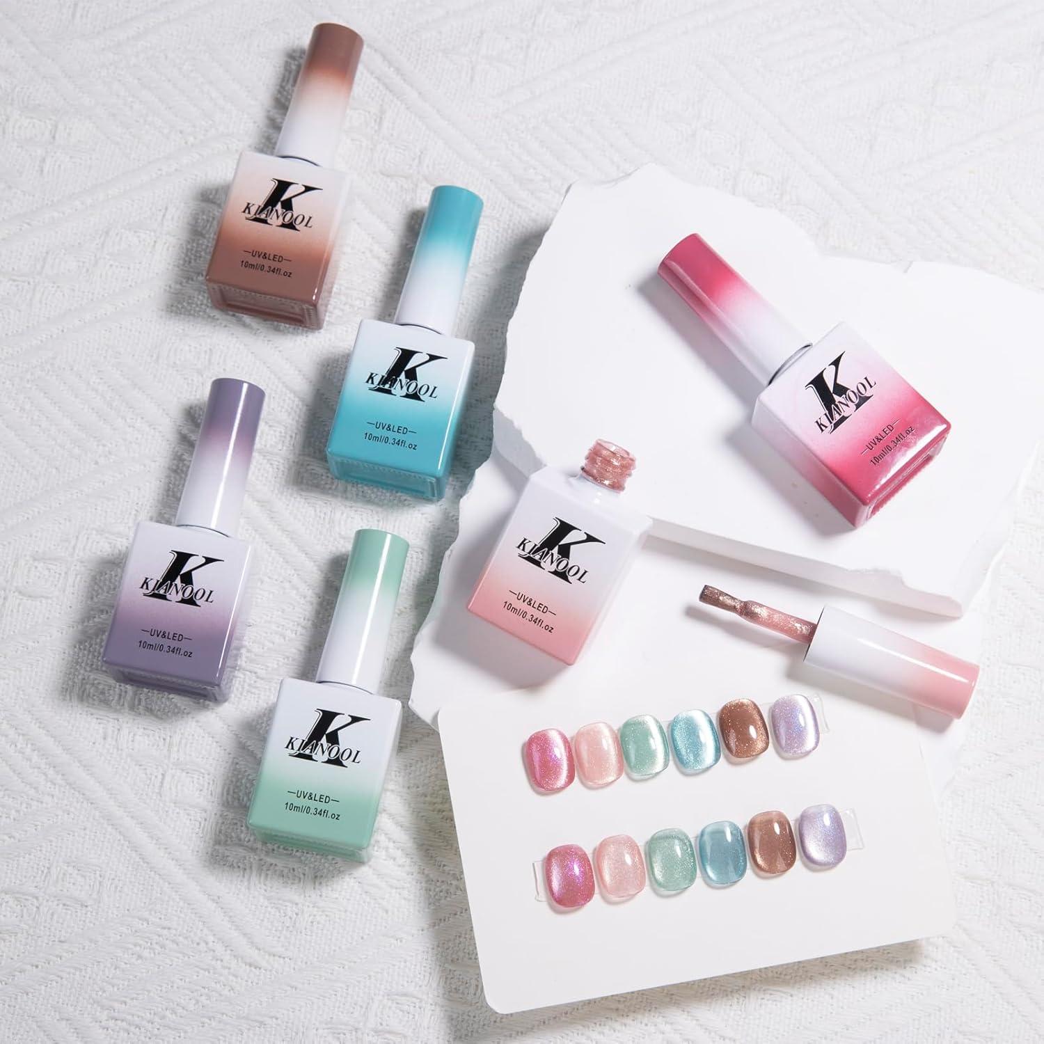 Set de Esmalte de Uñas en Gel KIANOOL Ojo de Gato 6 Piezas 10ML