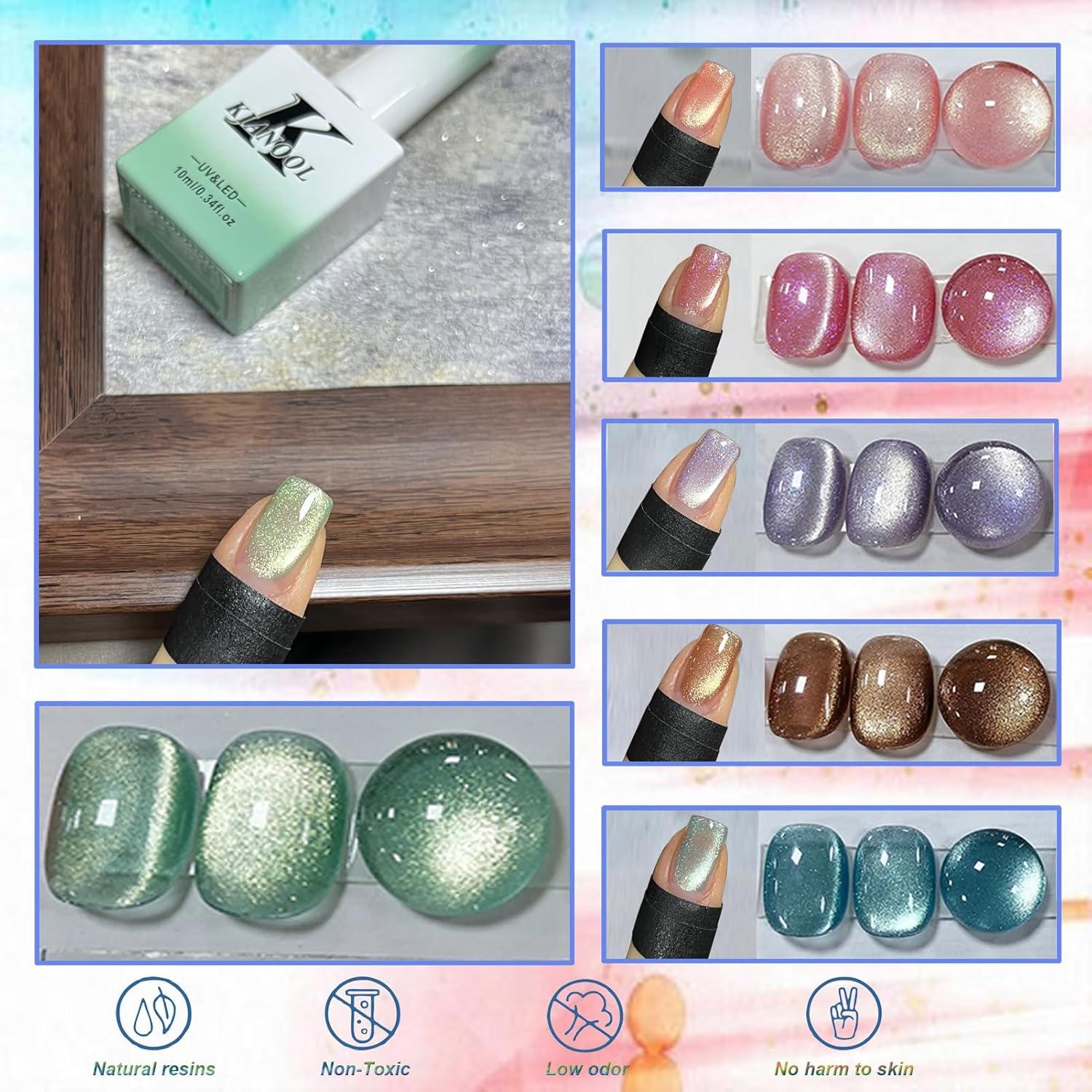 Set de Esmalte de Uñas en Gel KIANOOL Ojo de Gato 6 Piezas 10ML