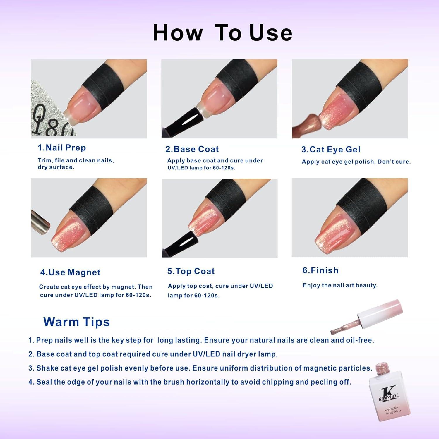 Set de Esmalte de Uñas en Gel KIANOOL Ojo de Gato 6 Piezas 10ML