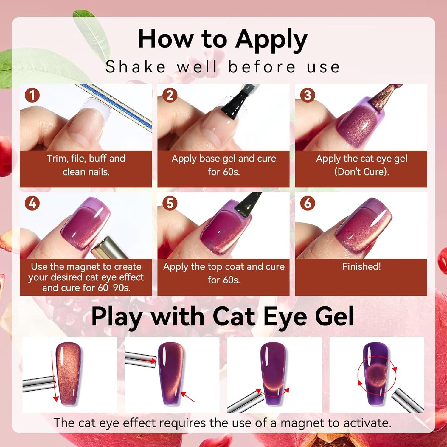 Esmalte de Uñas Gel Ojo de Gato Makartt 10ml Rojo Granada