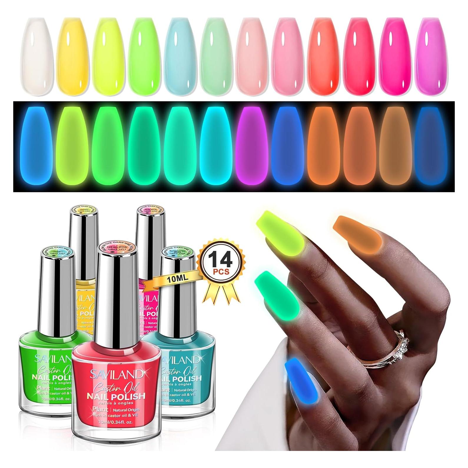 Set de Esmalte de Uñas Brilla en la Oscuridad SAVILAND 14 Piezas