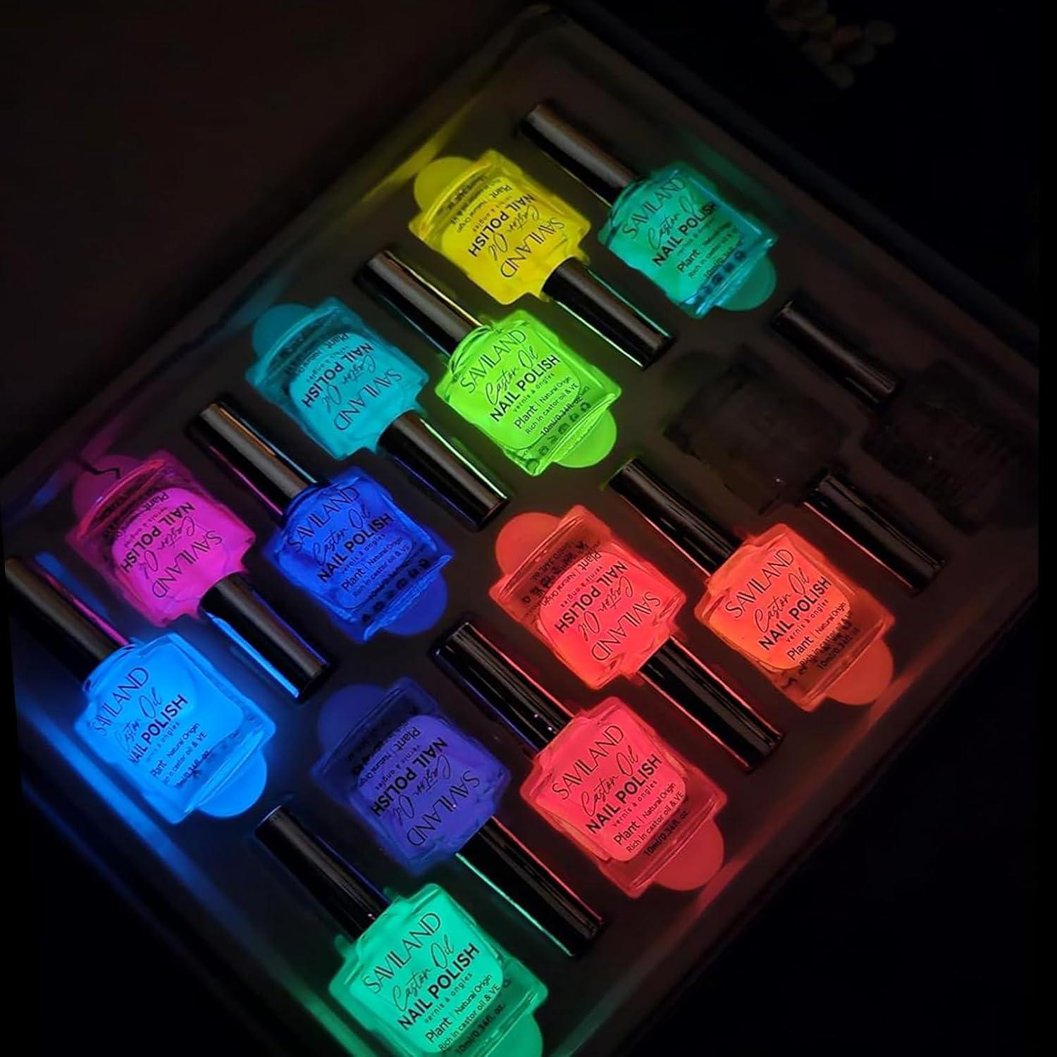 Set de Esmalte de Uñas Brilla en la Oscuridad SAVILAND 14 Piezas