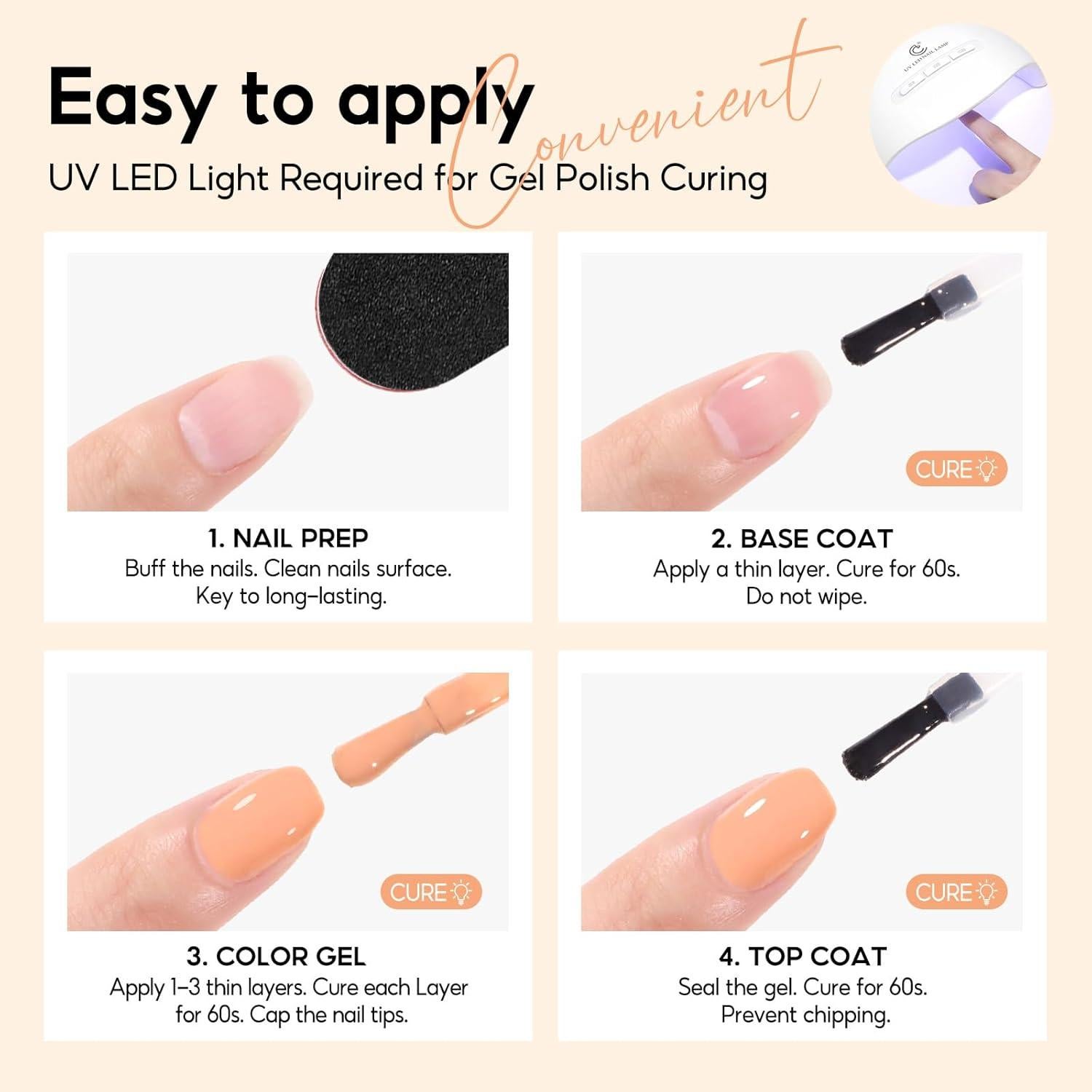 Kit de Esmalte de Uñas en Gel PEACECOLOR 26 Pcs 20 Colores Otoño