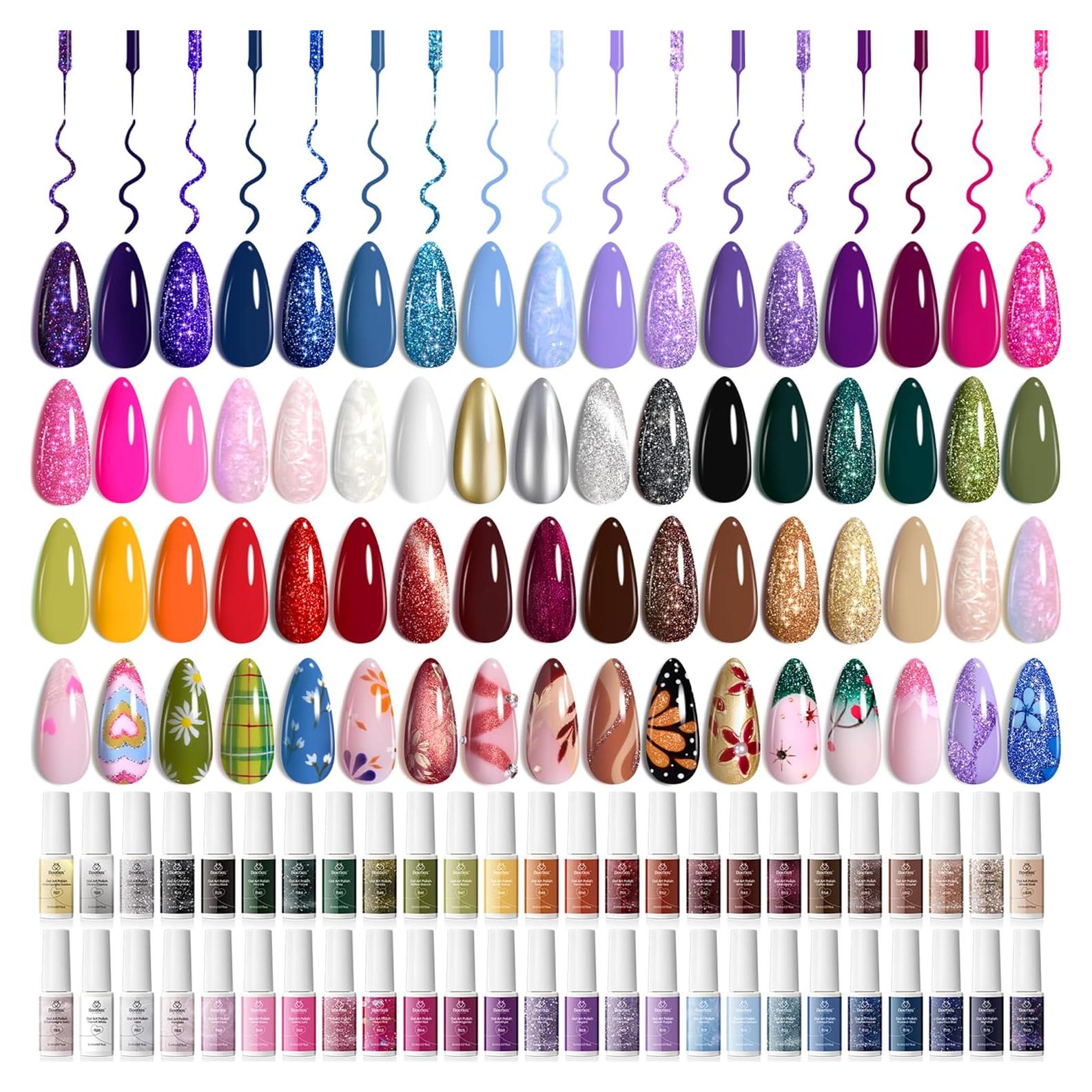 Set de Esmalte de Uñas Gel Liner 50 Colores Beetles