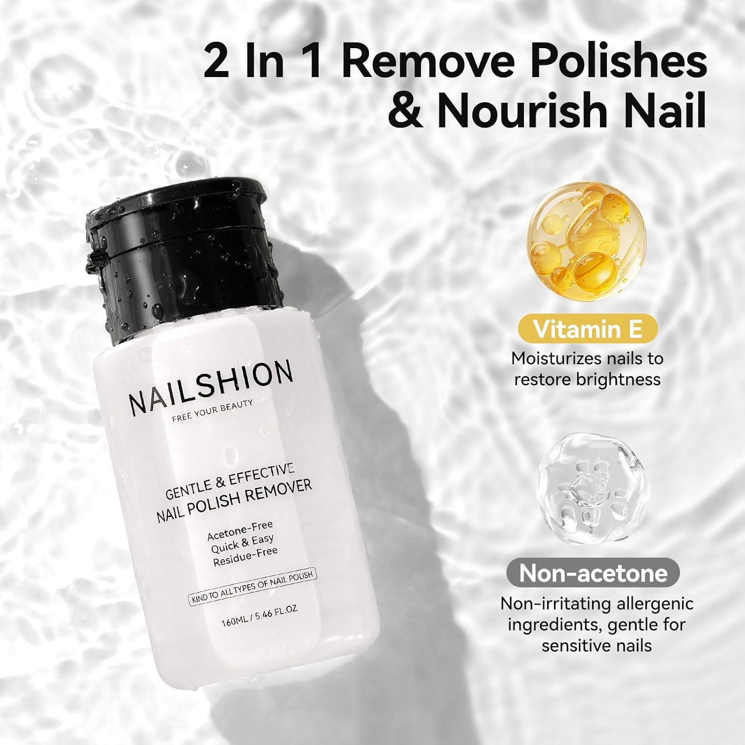 Removedor de Esmalte Sin Acetona Nailshion 160 ml Rápido