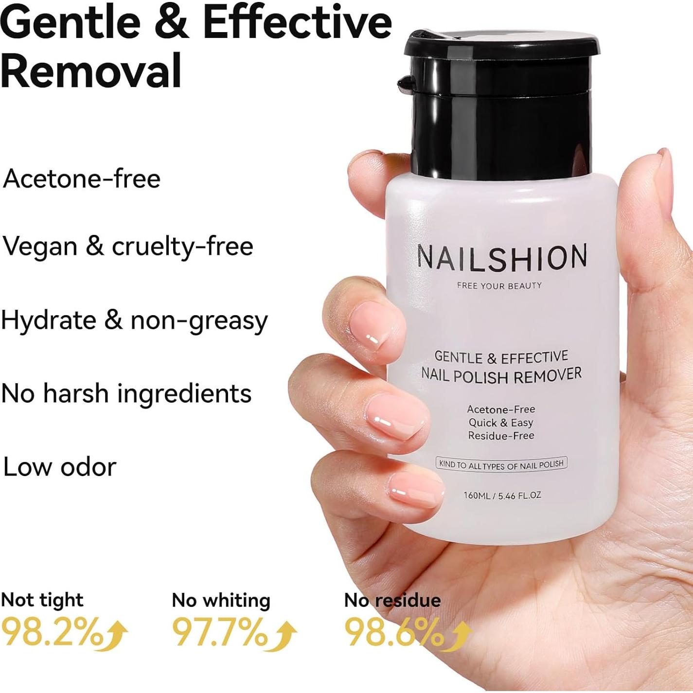 Removedor de Esmalte Sin Acetona Nailshion 160 ml Rápido