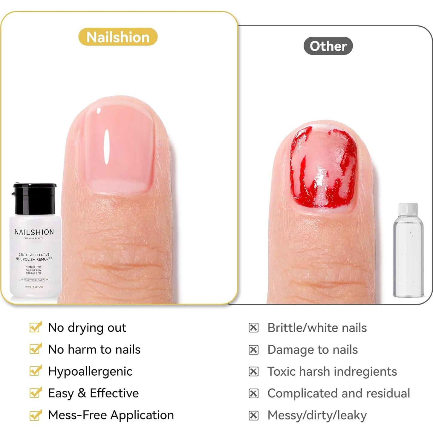Removedor de Esmalte Sin Acetona Nailshion 160 ml Rápido