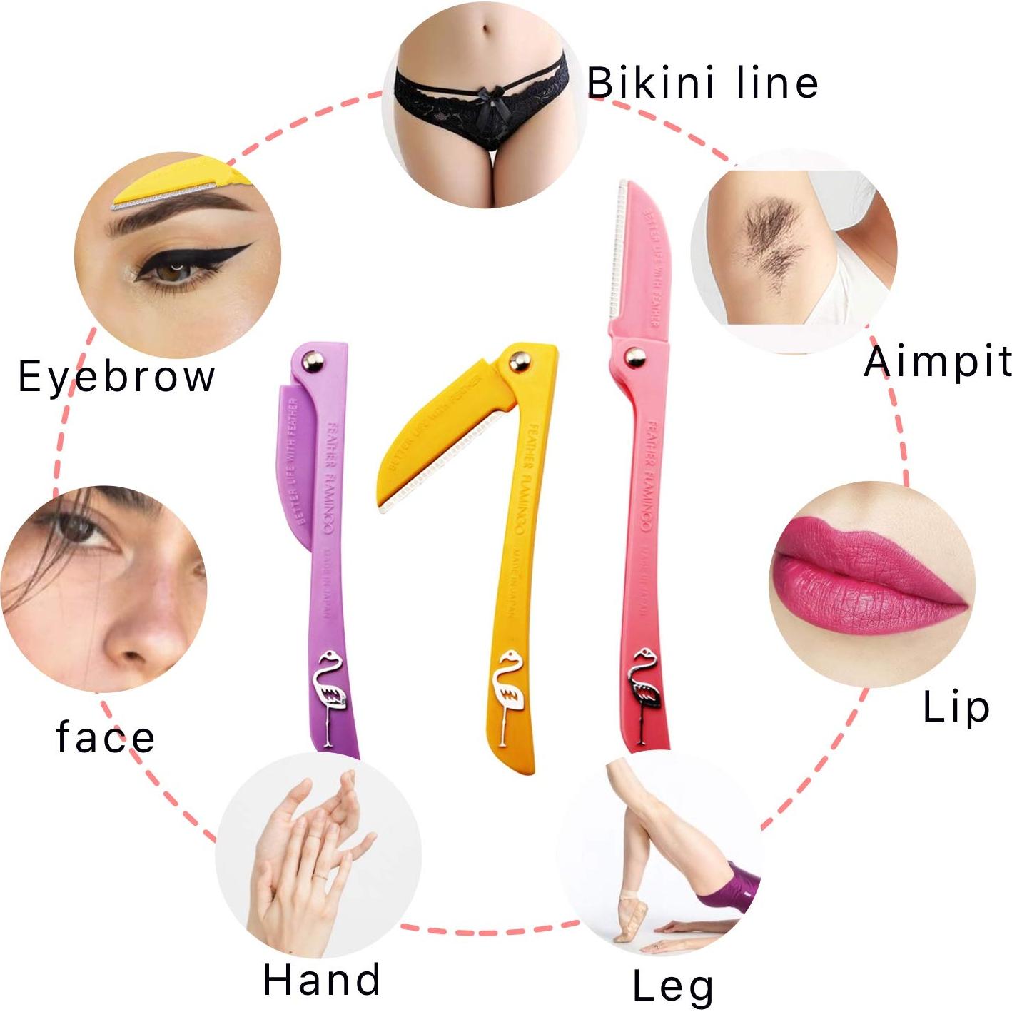 Rasuradora de Cejas Limo 3 Pcs - Morado, Amarillo, Rosa