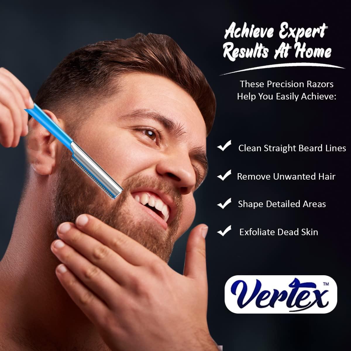 Cuchilla Recta de Afeitado Vertex para Barba y Bigote - Acero Inoxidable