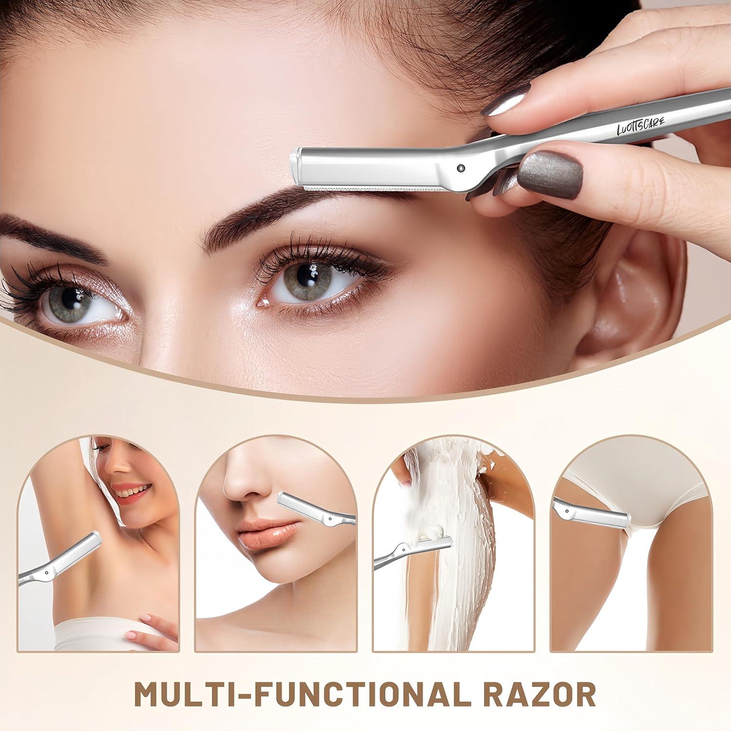Rasuradora de Cejas LuottsCare con 10 Cuchillas y Funda