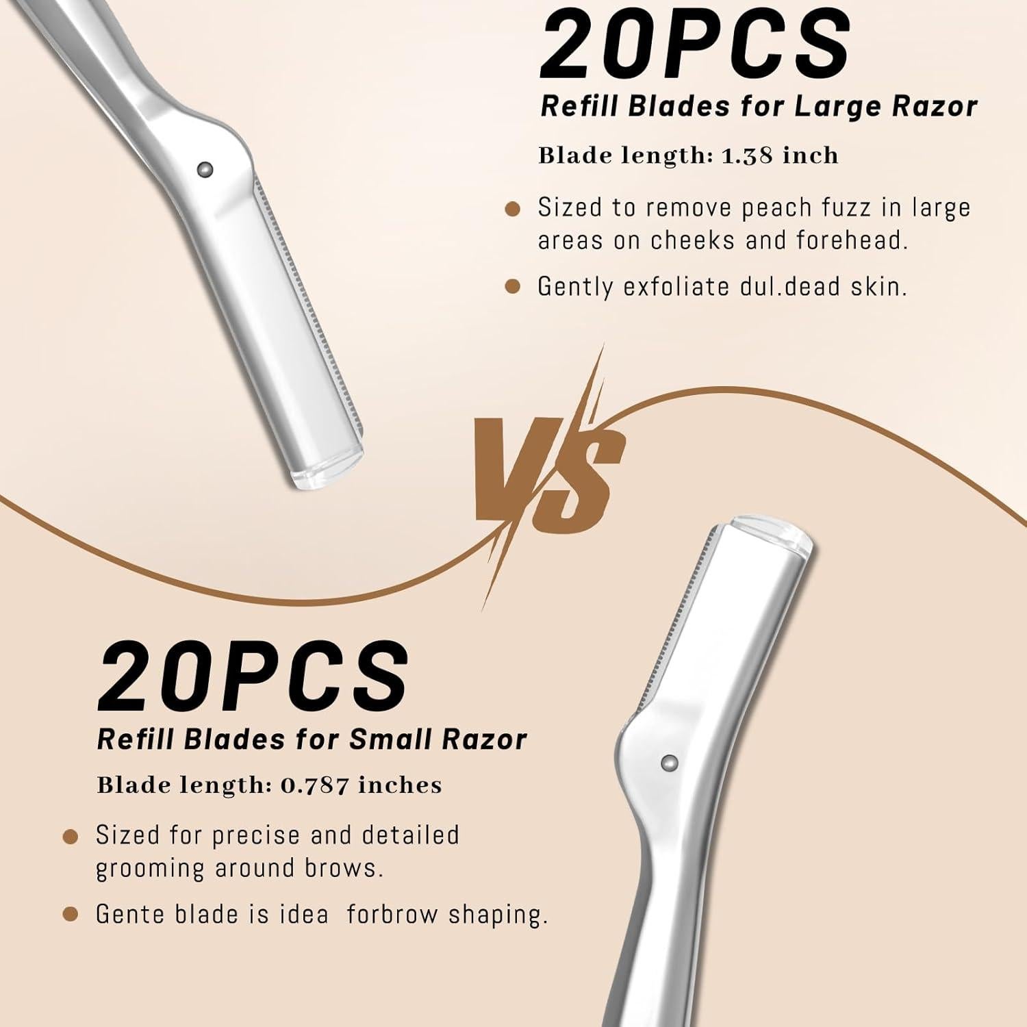 20 Cuchillas de Cejas LuottsCare para Dermaplaning Mujeres