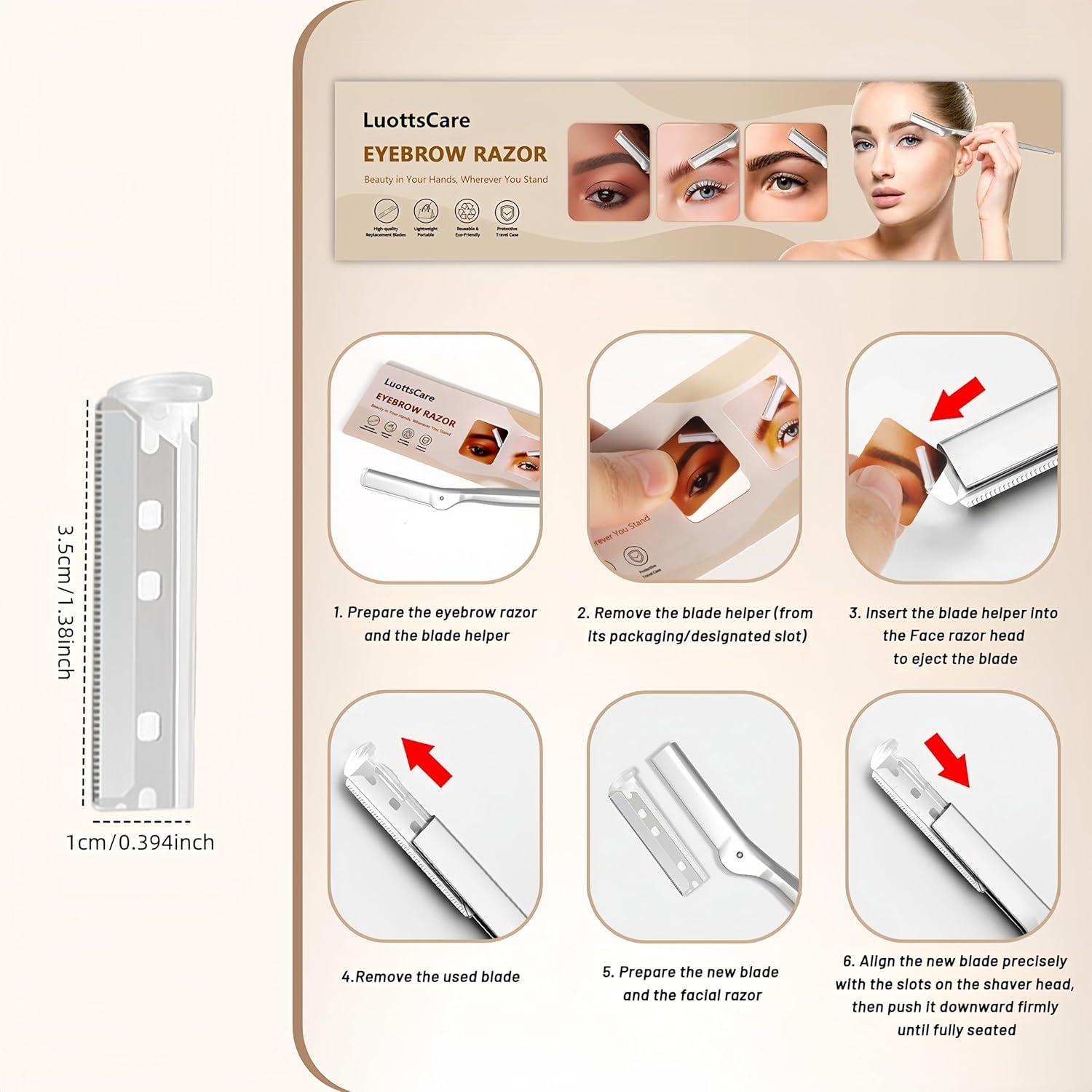 20 Cuchillas de Cejas LuottsCare para Dermaplaning Mujeres