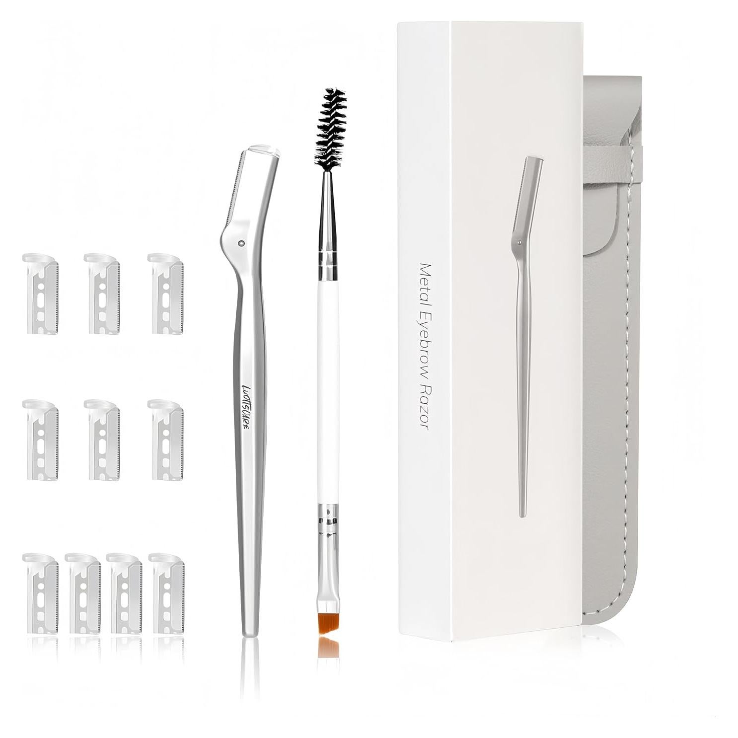 Rasuradora de Cejas LuottsCare con 10 Cuchillas y Funda