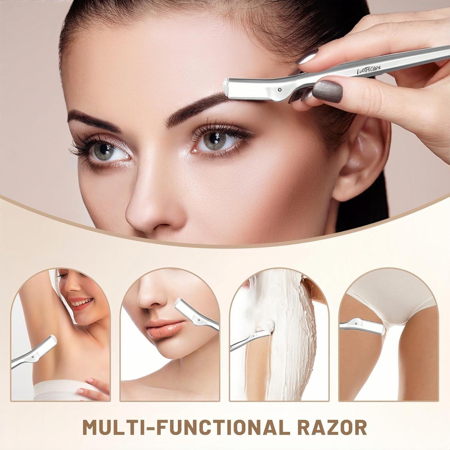 Rasuradora de Cejas LuottsCare con 10 Cuchillas y Funda