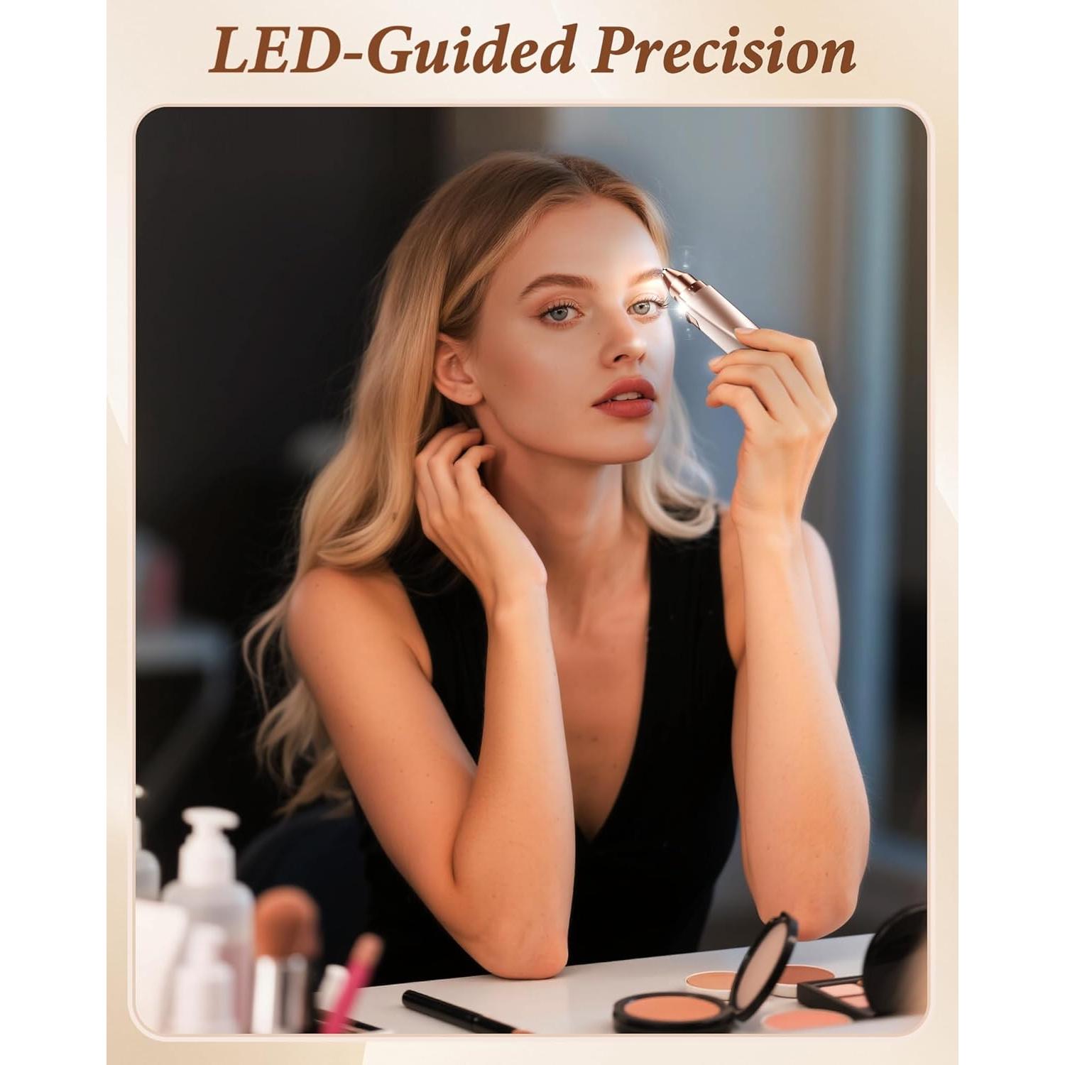 Recortador de Cejas y Vello Facial Bissuuy 2 en 1 Indoloro