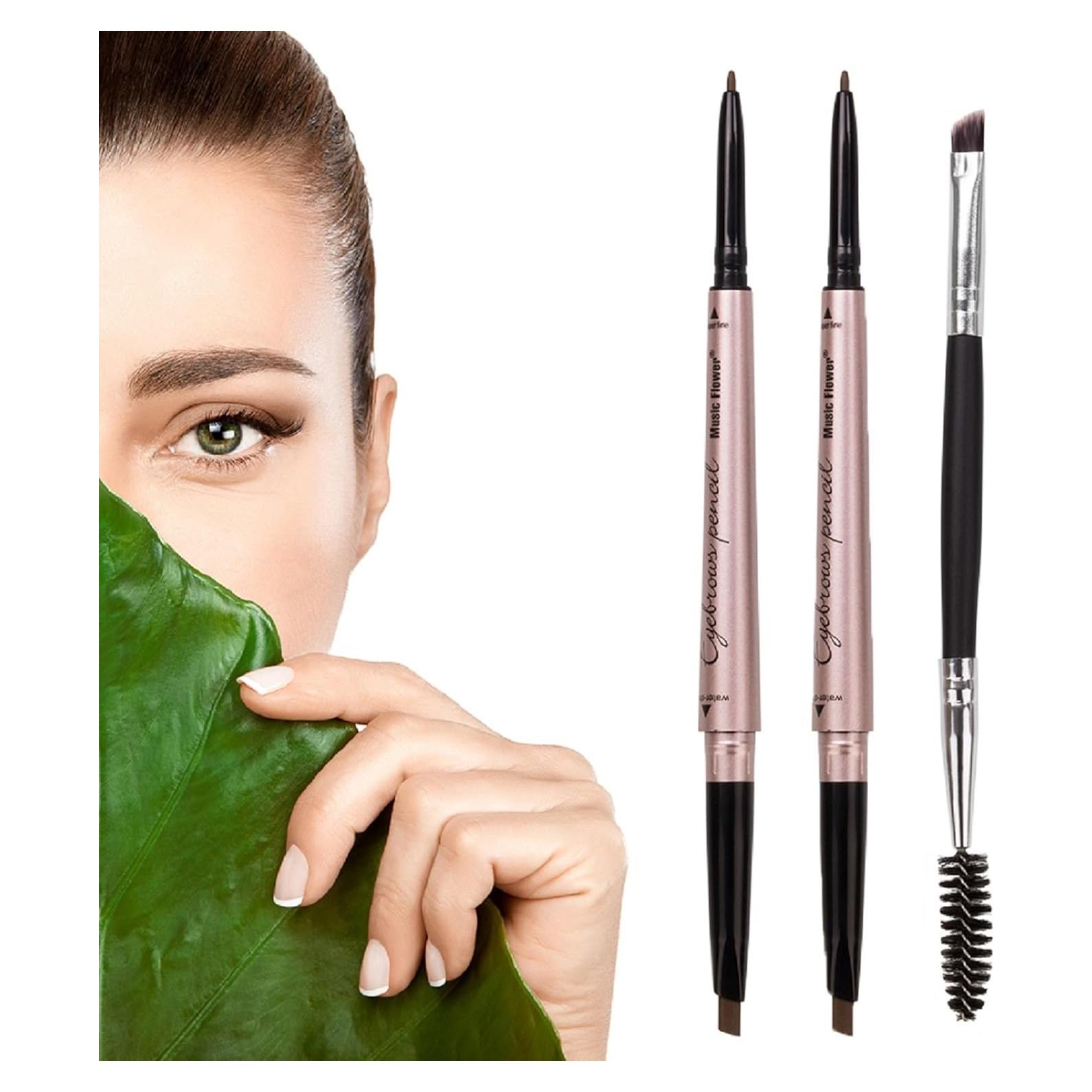 Set de 2 Lápices de Cejas HeyBeauty + Cepillo Profesional