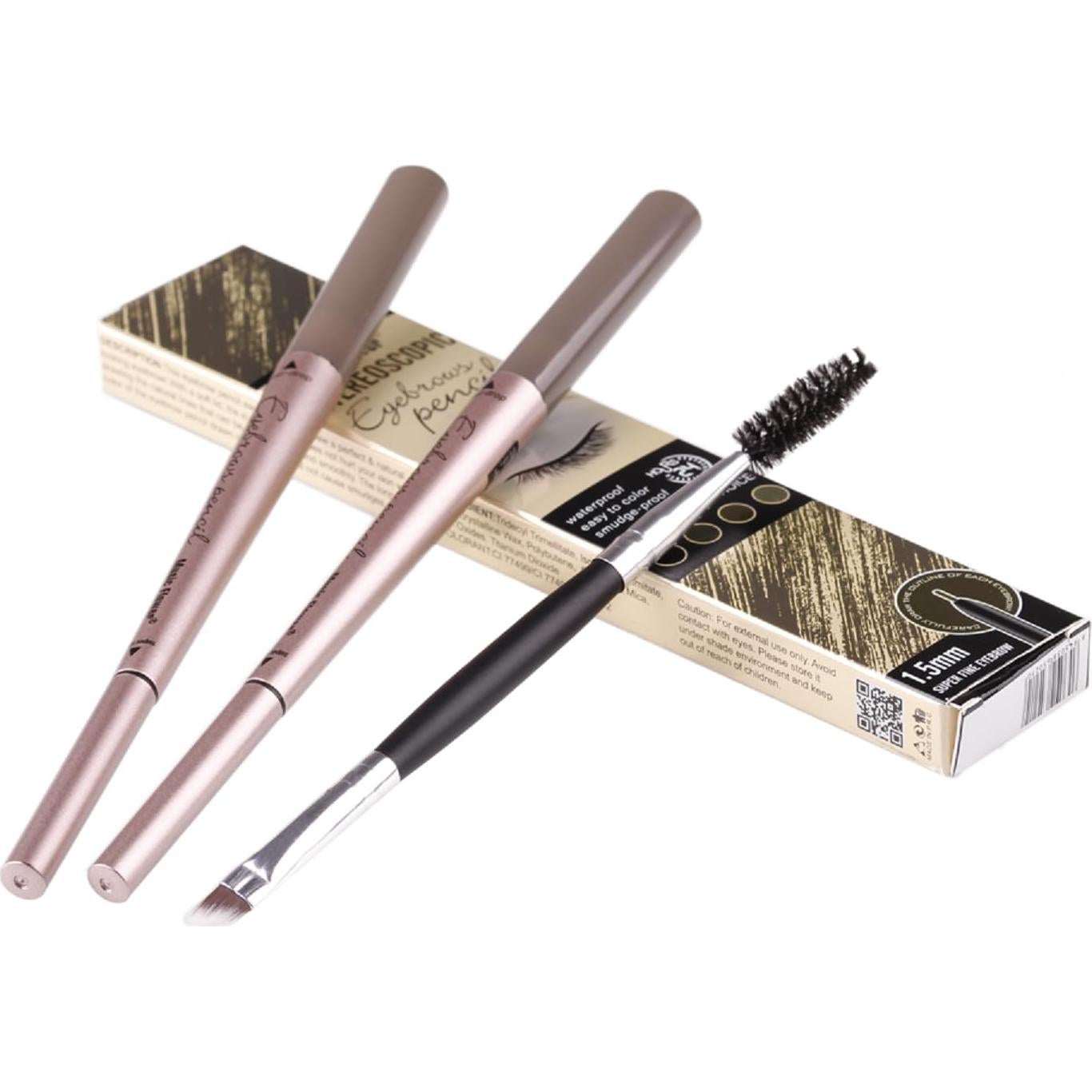 Set de 2 Lápices de Cejas HeyBeauty + Cepillo Profesional
