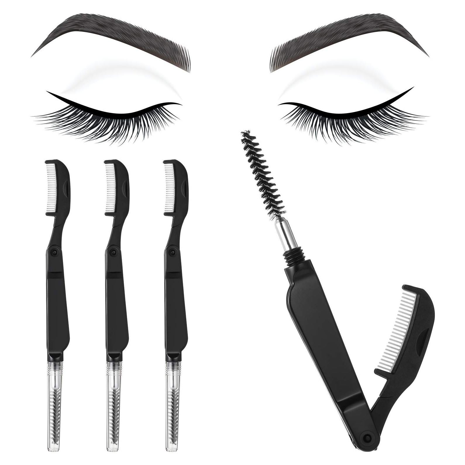 Peines de Pestañas y Cejas Boao - 4 Piezas Plegables Negro