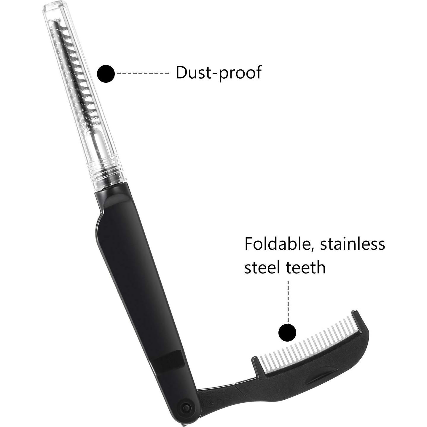 Peines de Pestañas y Cejas Boao - 4 Piezas Plegables Negro