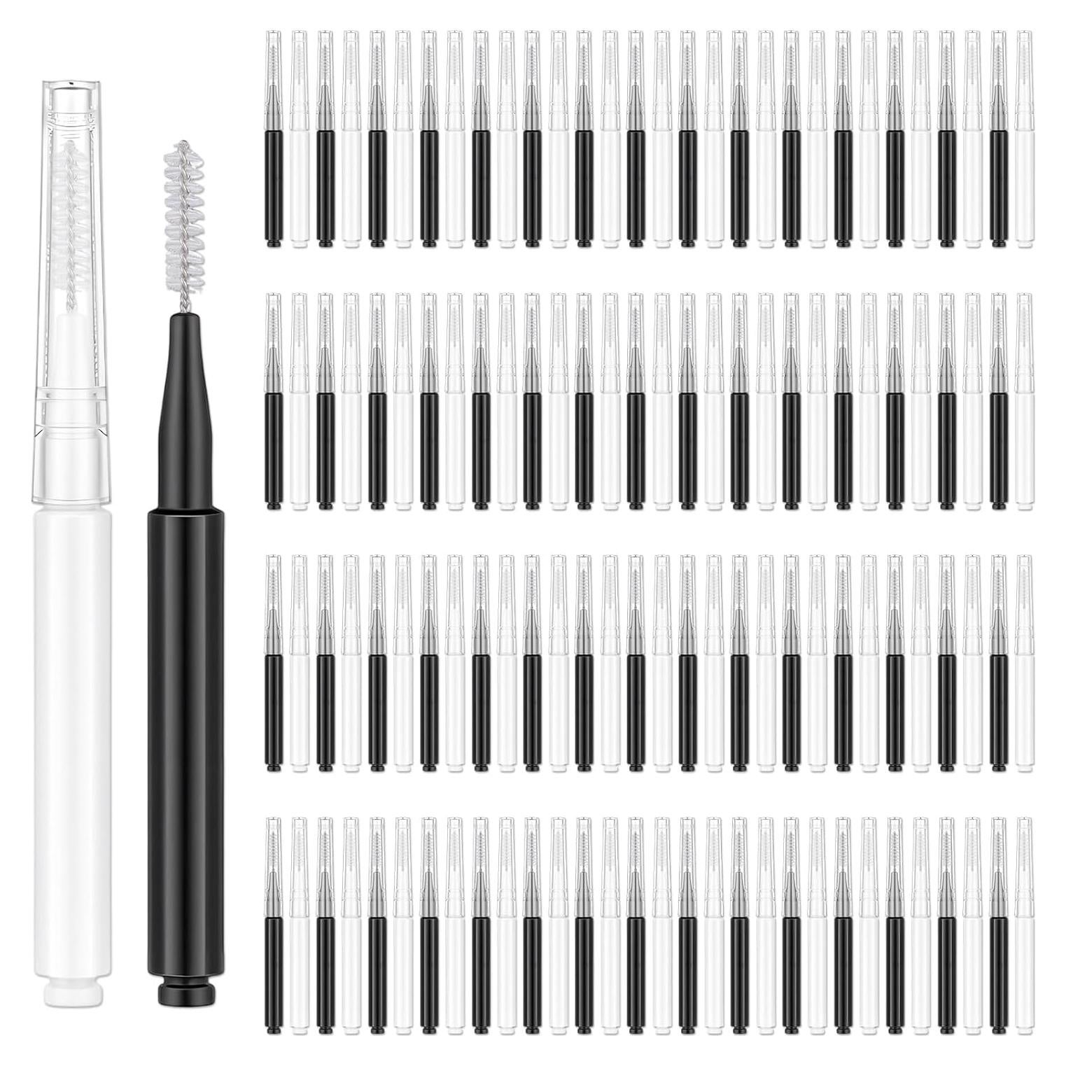 60 Micro Cepillos de Cejas LXUEJIE con Tapa - Herramienta de Belleza