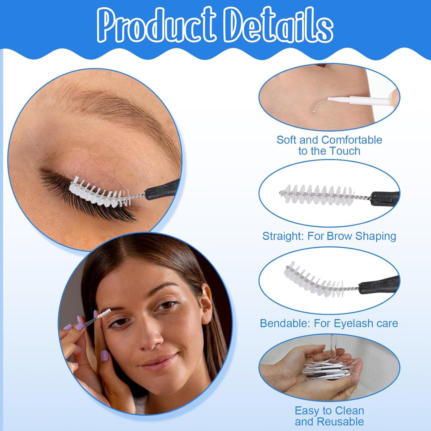 60 Micro Cepillos de Cejas LXUEJIE con Tapa - Herramienta de Belleza