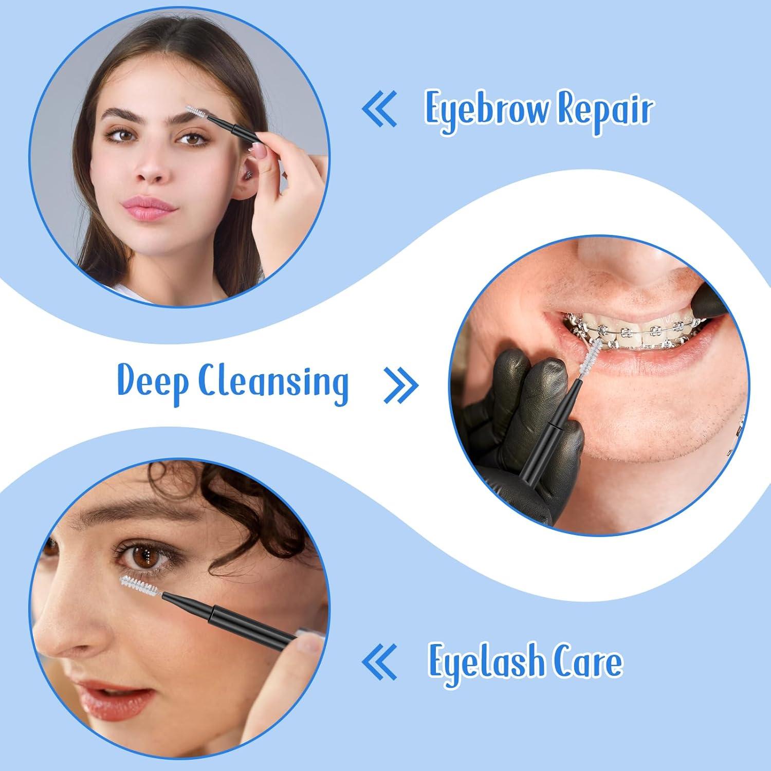 60 Micro Cepillos de Cejas LXUEJIE con Tapa - Herramienta de Belleza