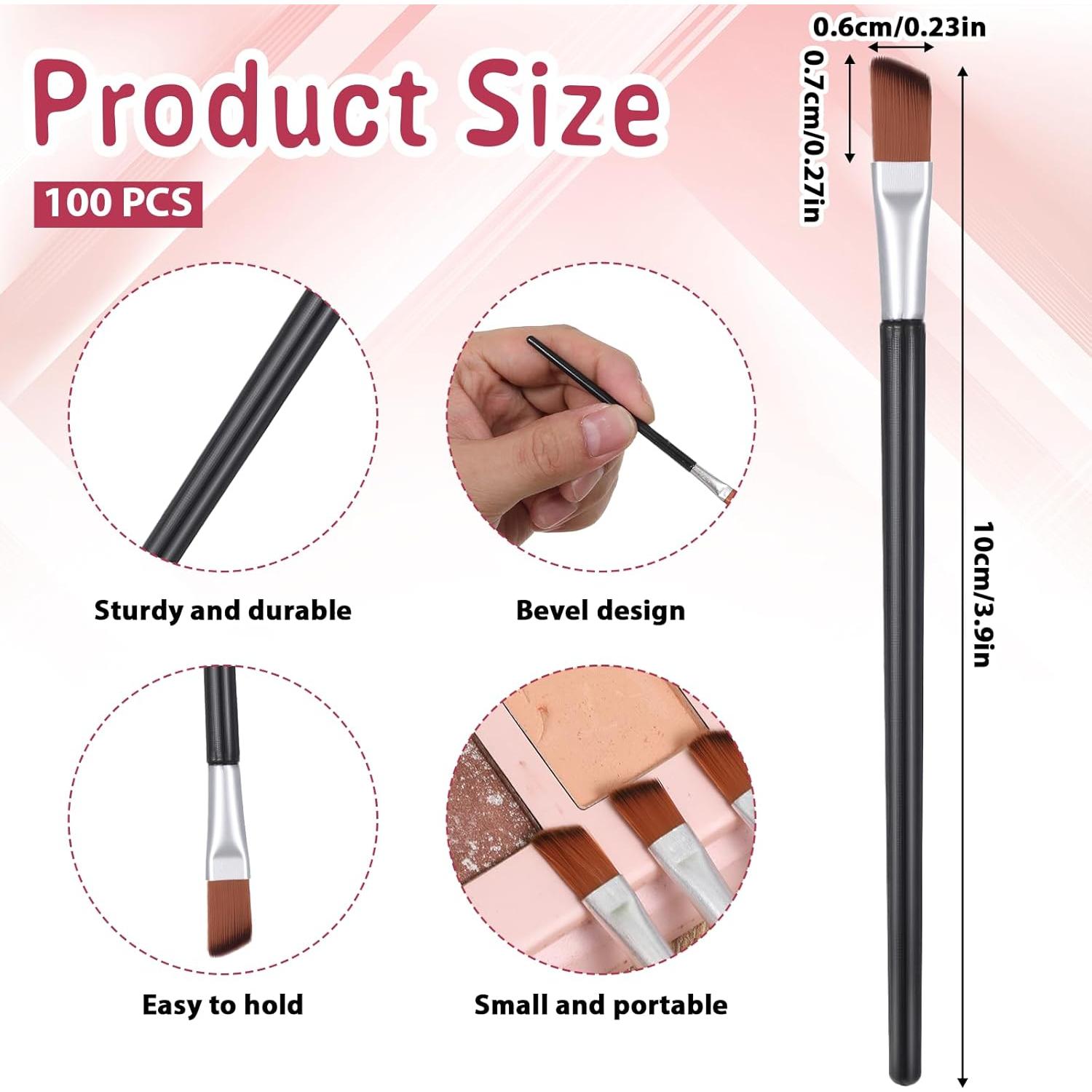 100 Brochas de Cejas Anguladas LXUEJIE 9.6cm para Maquillaje