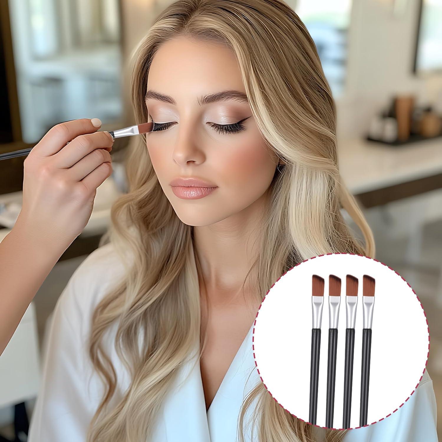 100 Brochas de Cejas Anguladas LXUEJIE 9.6cm para Maquillaje