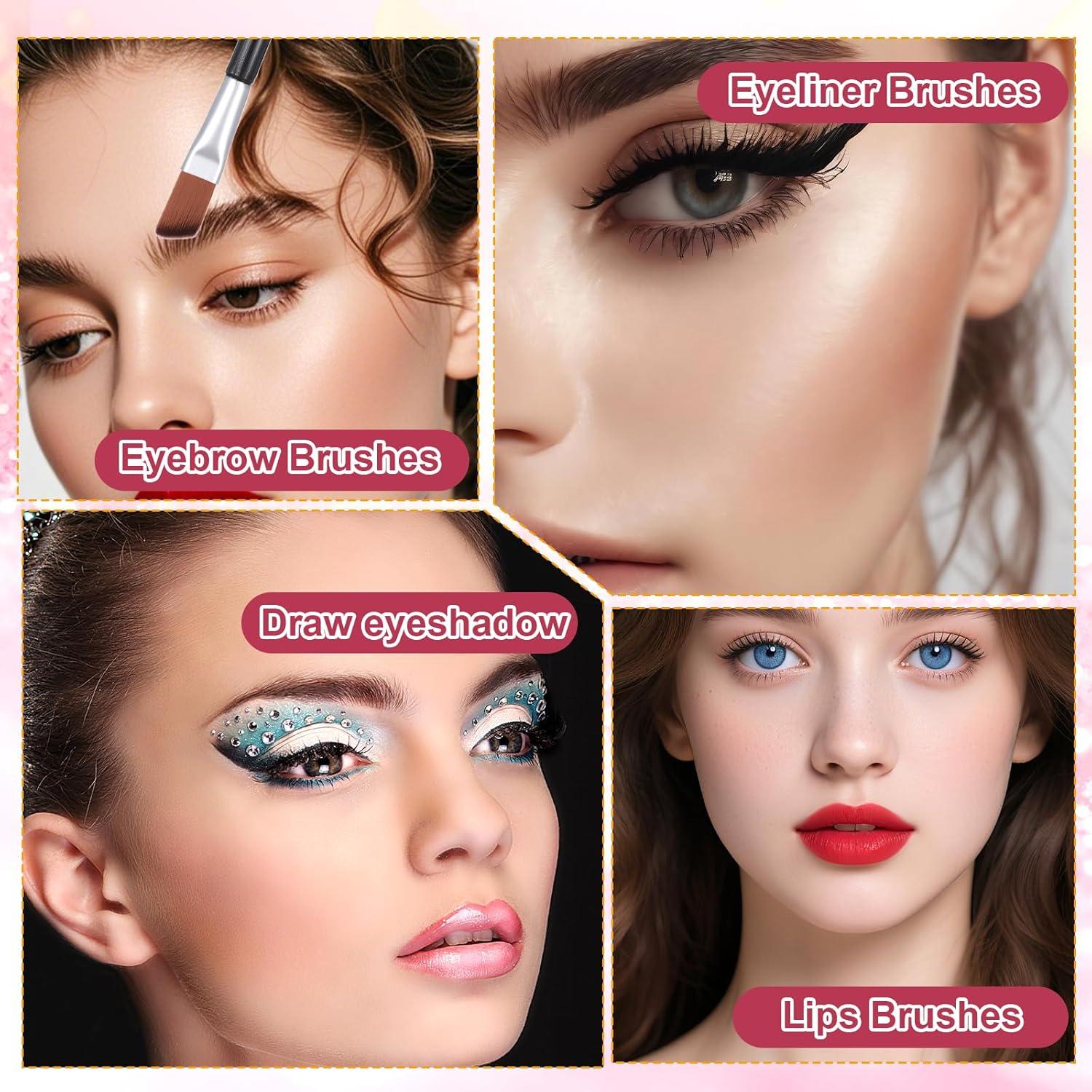 100 Brochas de Cejas Anguladas LXUEJIE 9.6cm para Maquillaje