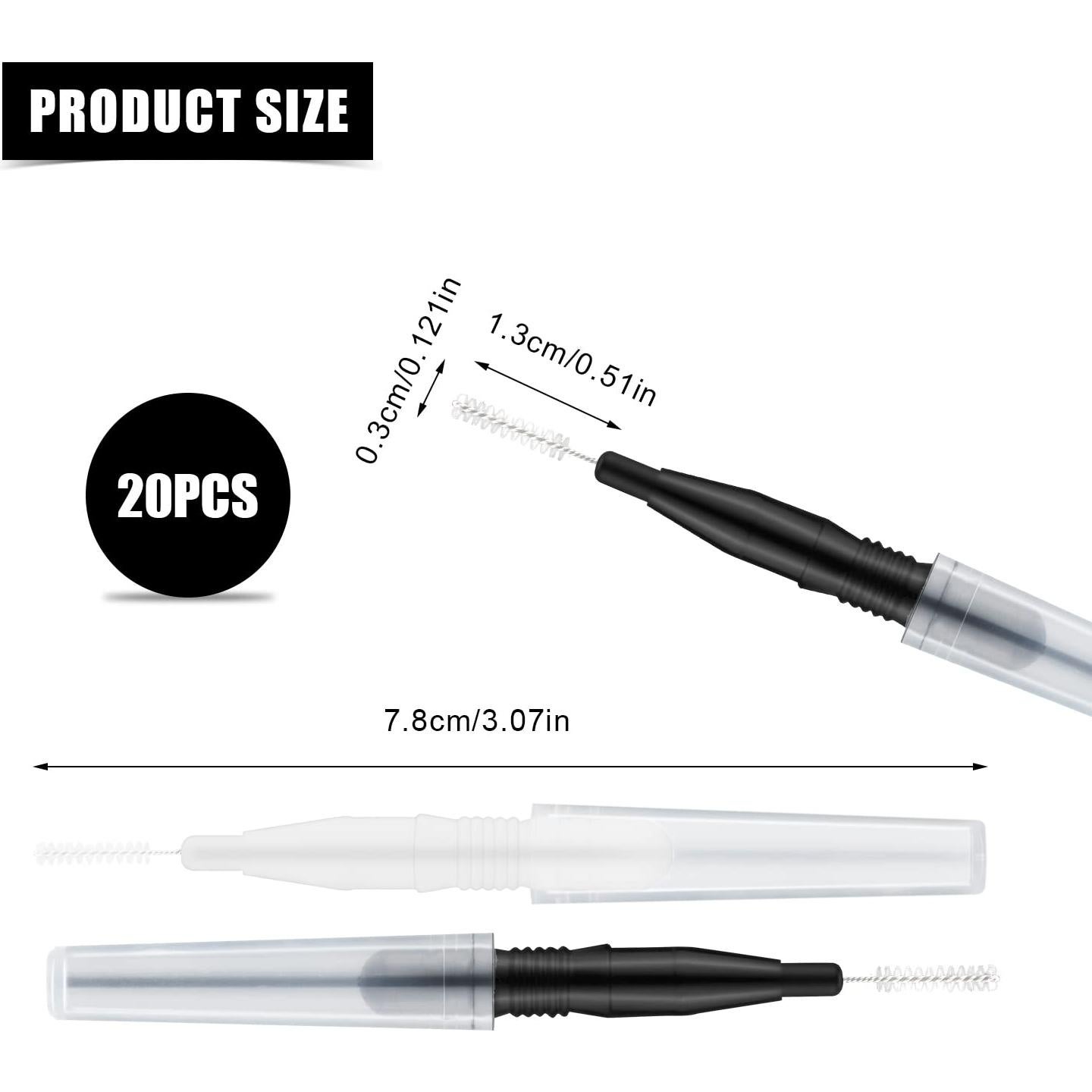 20 Cepillos Micro para Cejas y Pestañas LUTER - Con Tapa