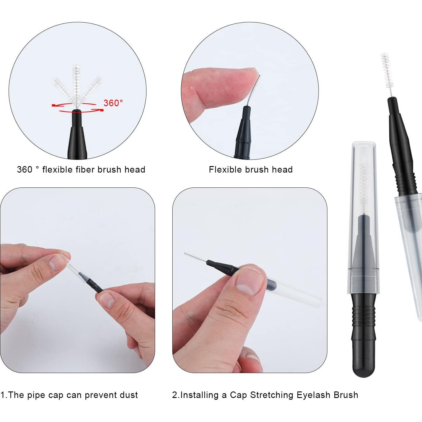 20 Cepillos Micro para Cejas y Pestañas LUTER - Con Tapa