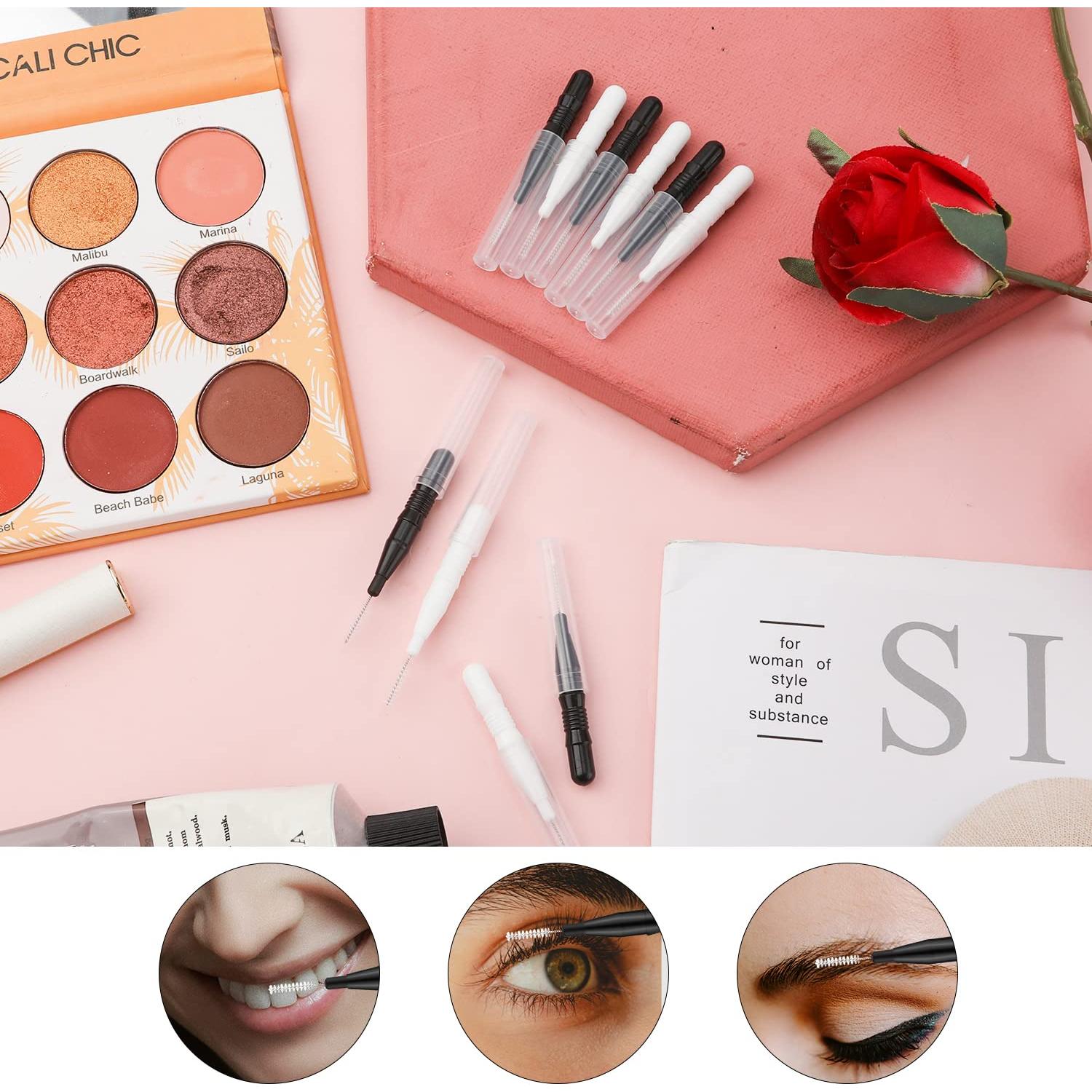 20 Cepillos Micro para Cejas y Pestañas LUTER - Con Tapa