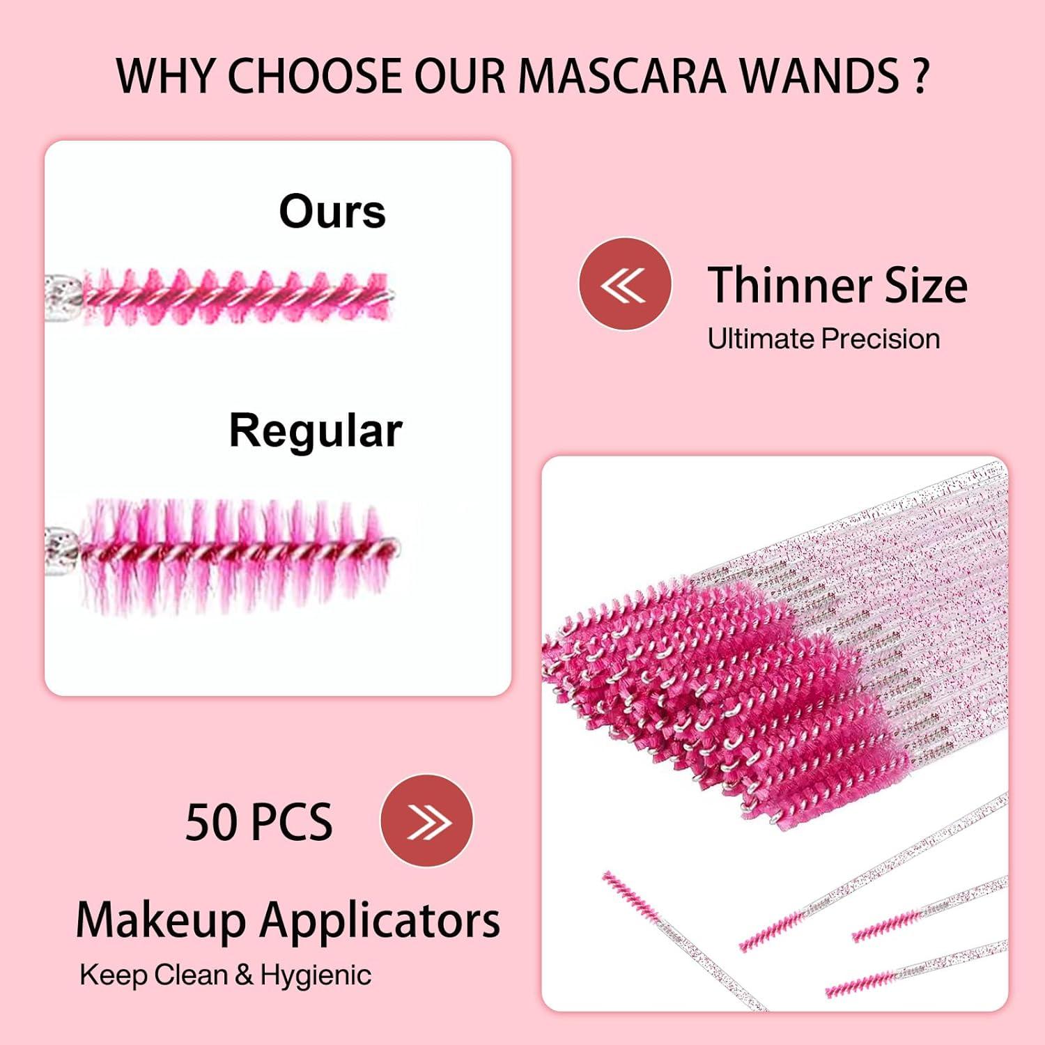 Cepillos de Pestañas Desechables CORCONESS 50 Pcs Rosa