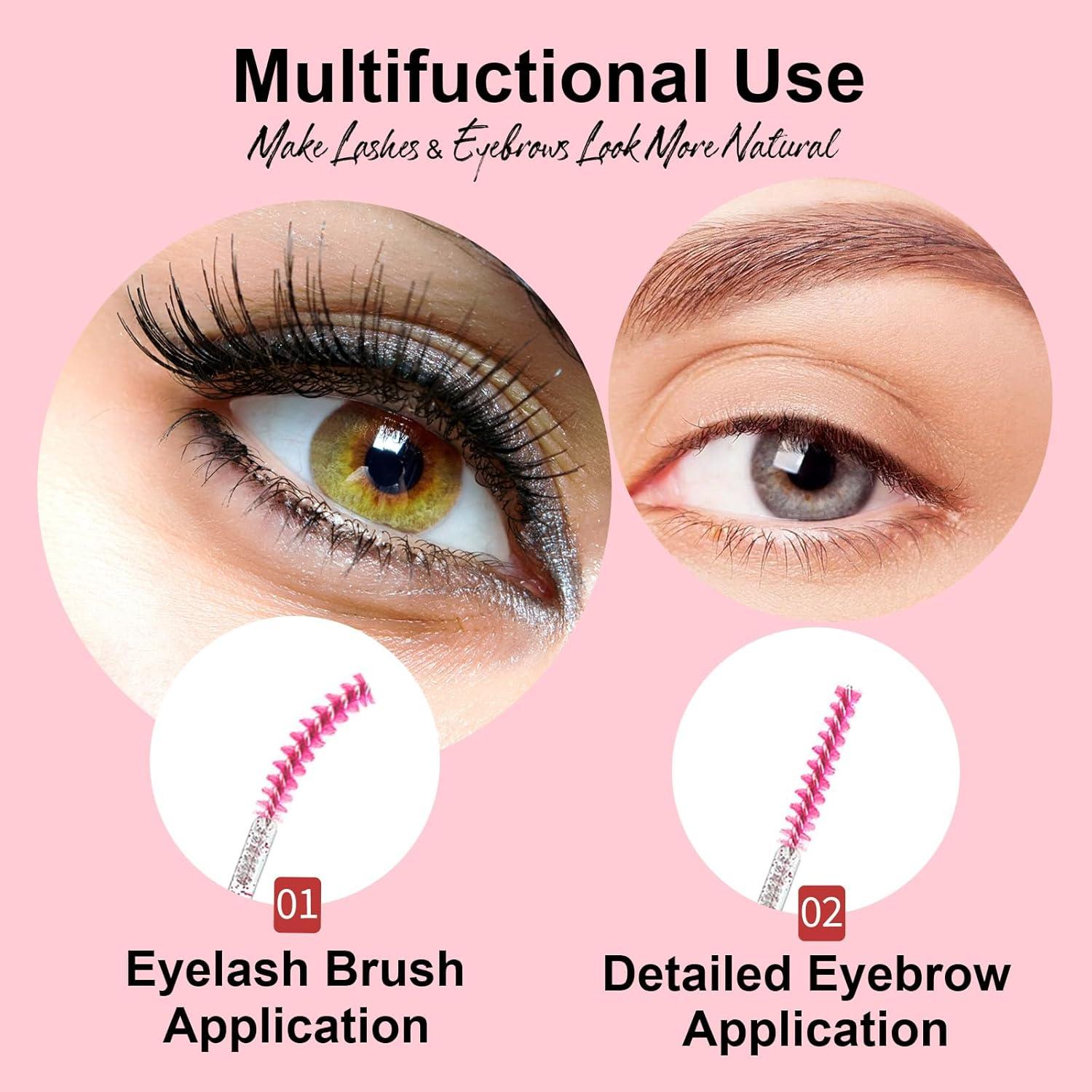 Cepillos de Pestañas Desechables CORCONESS 50 Pcs Rosa