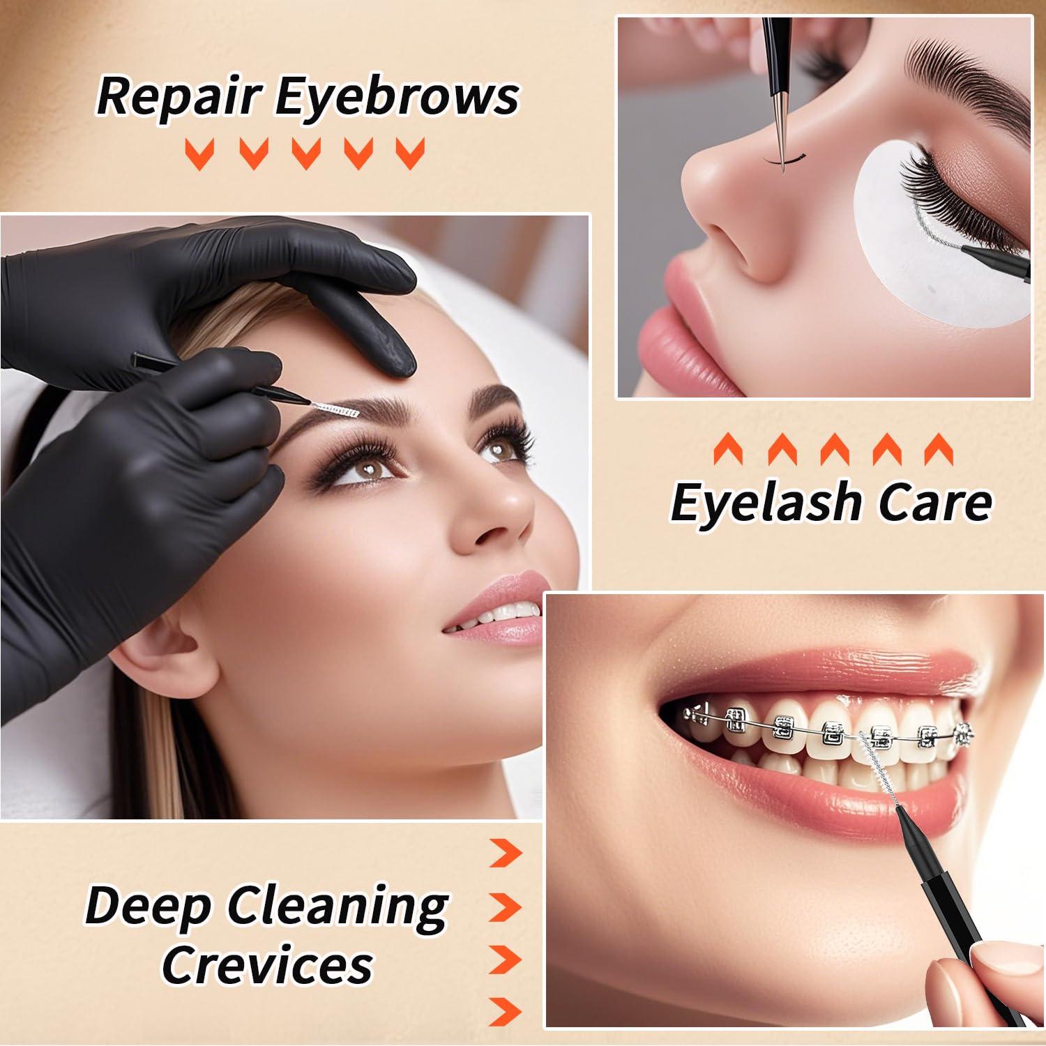 20 Cepillos Spoolie para Cejas y Pestañas DWNDN - Negro