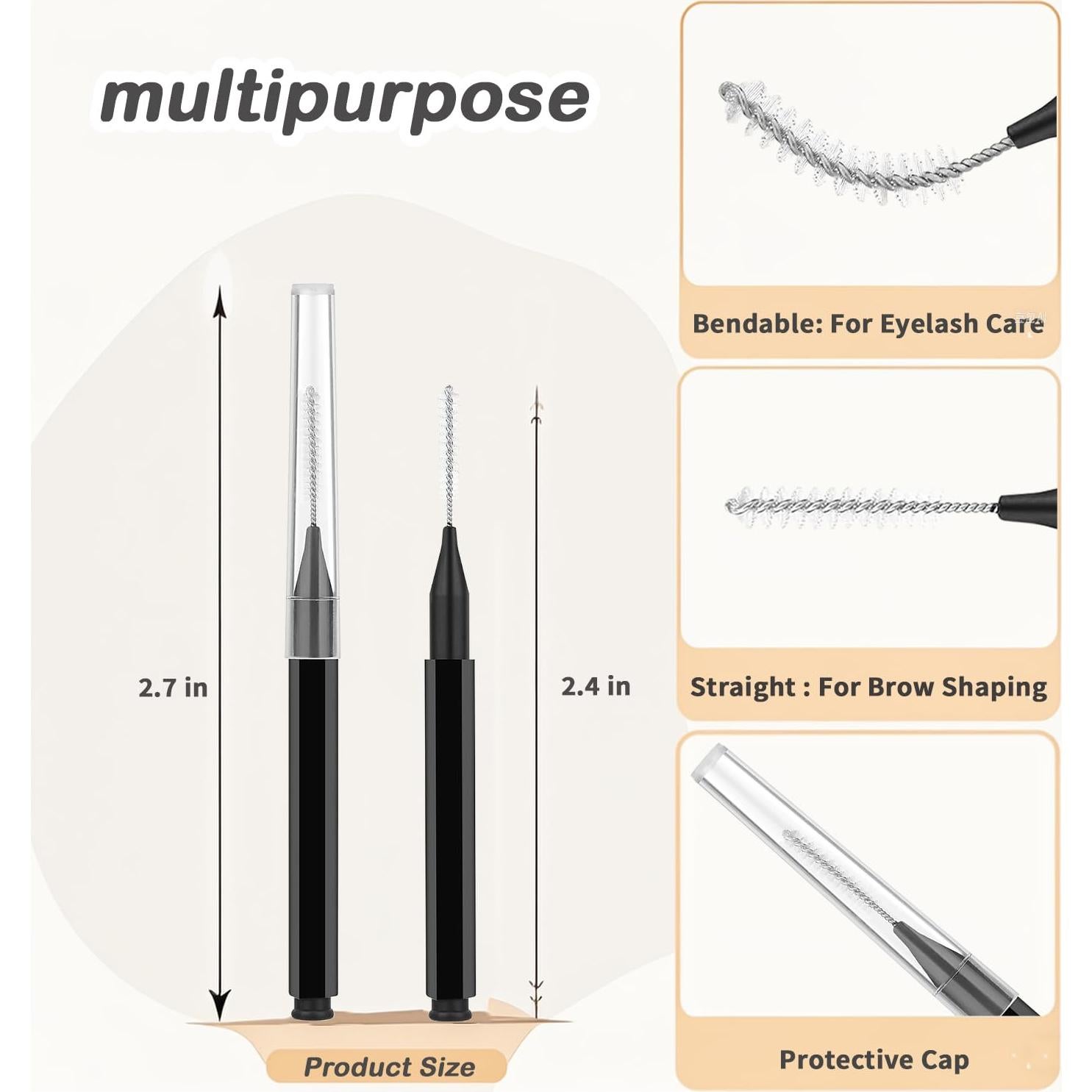 20 Cepillos Spoolie para Cejas y Pestañas DWNDN - Negro