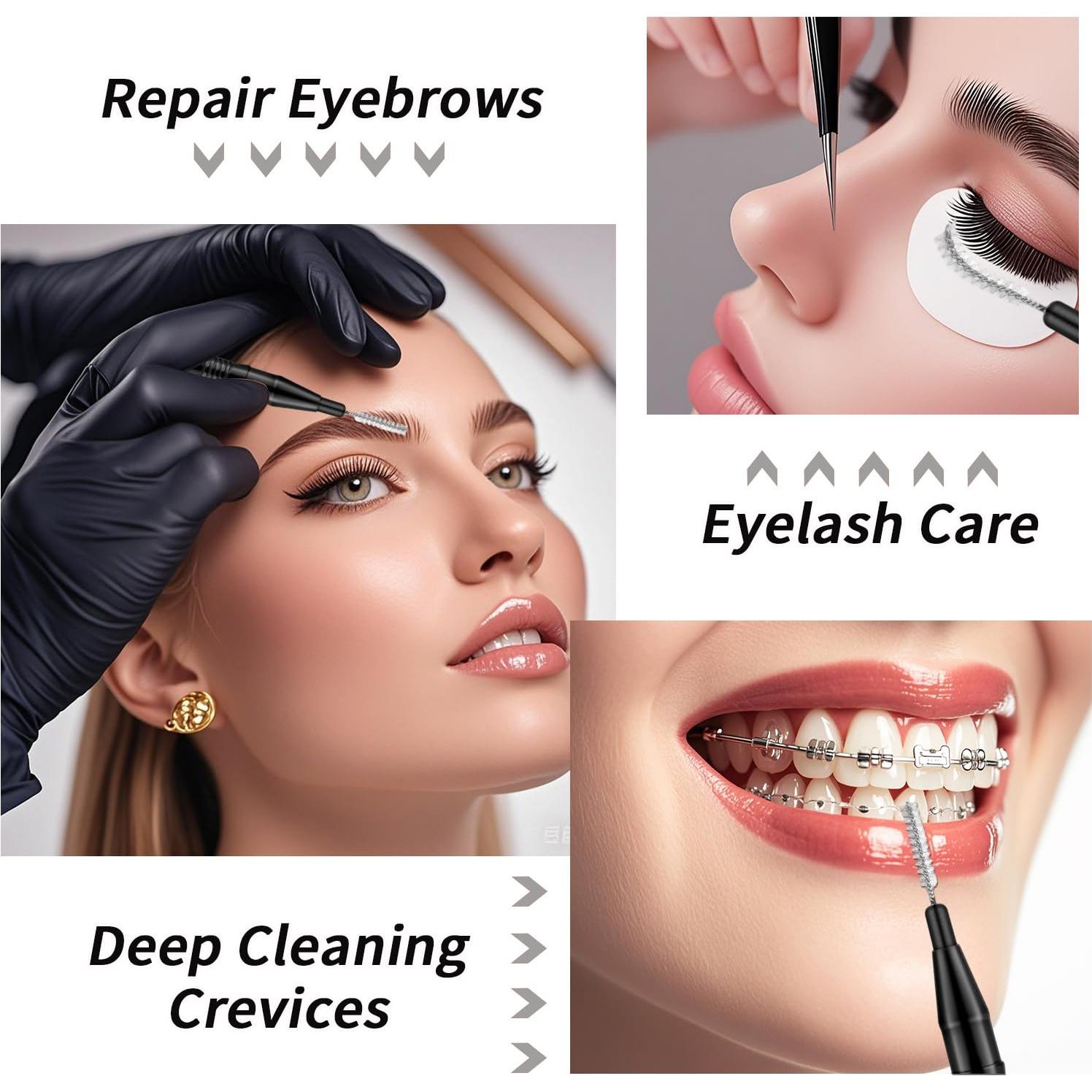 20 Cepillos Micro Spoolie para Cejas y Pestañas DWNDN Negro