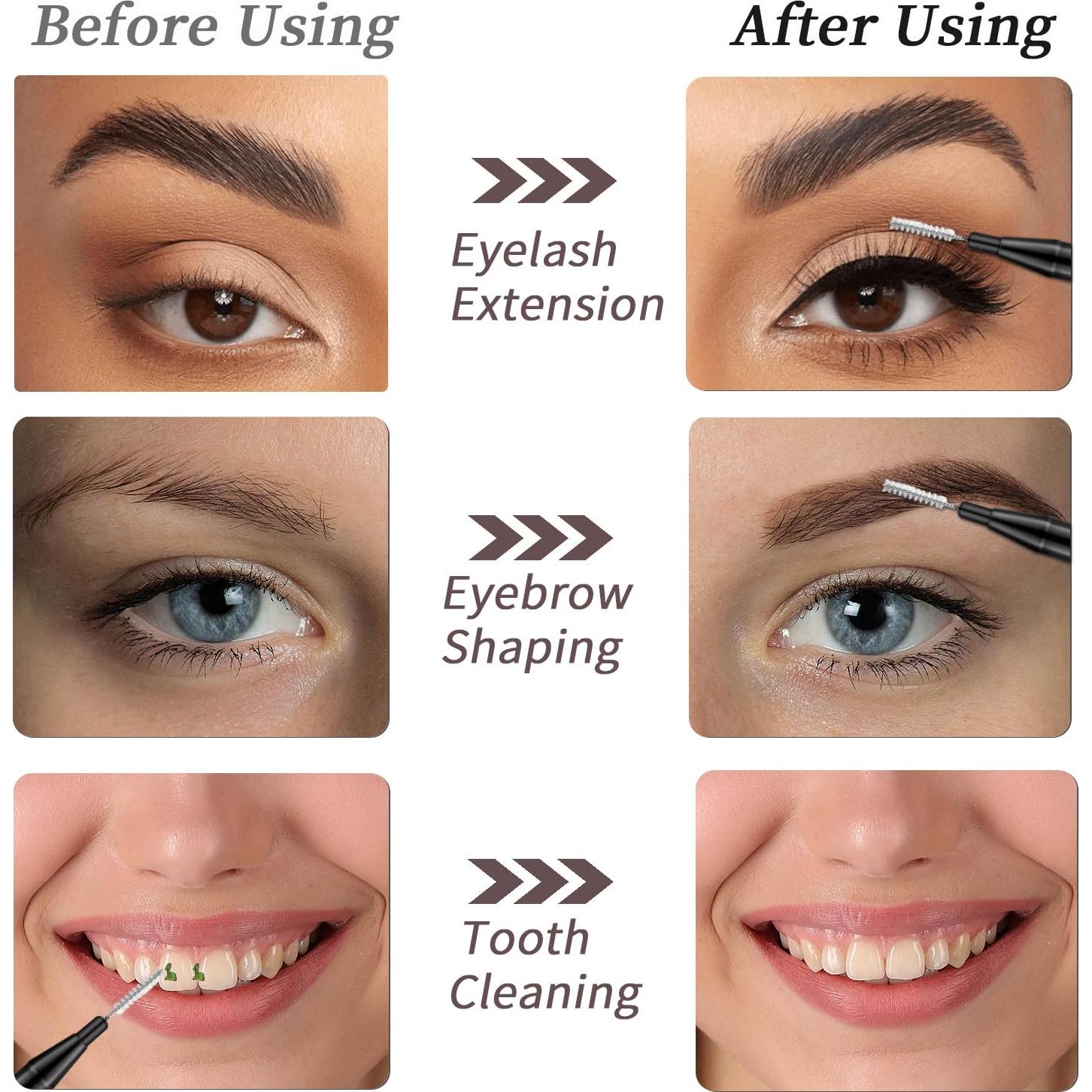 20 Cepillos Micro Spoolie para Cejas y Pestañas DWNDN Negro