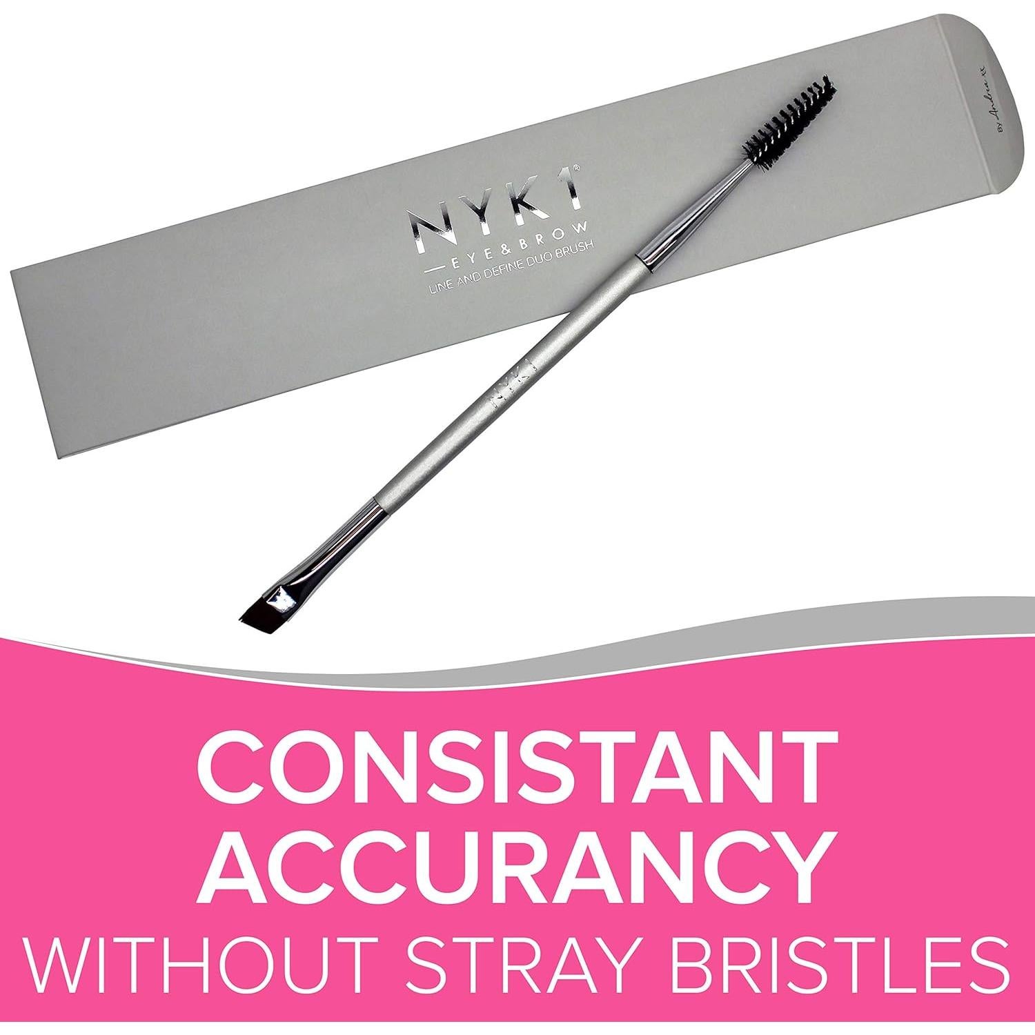 Brocha de Cejas Angulada NYK1 + Spoolie Doble Cara - Precisión